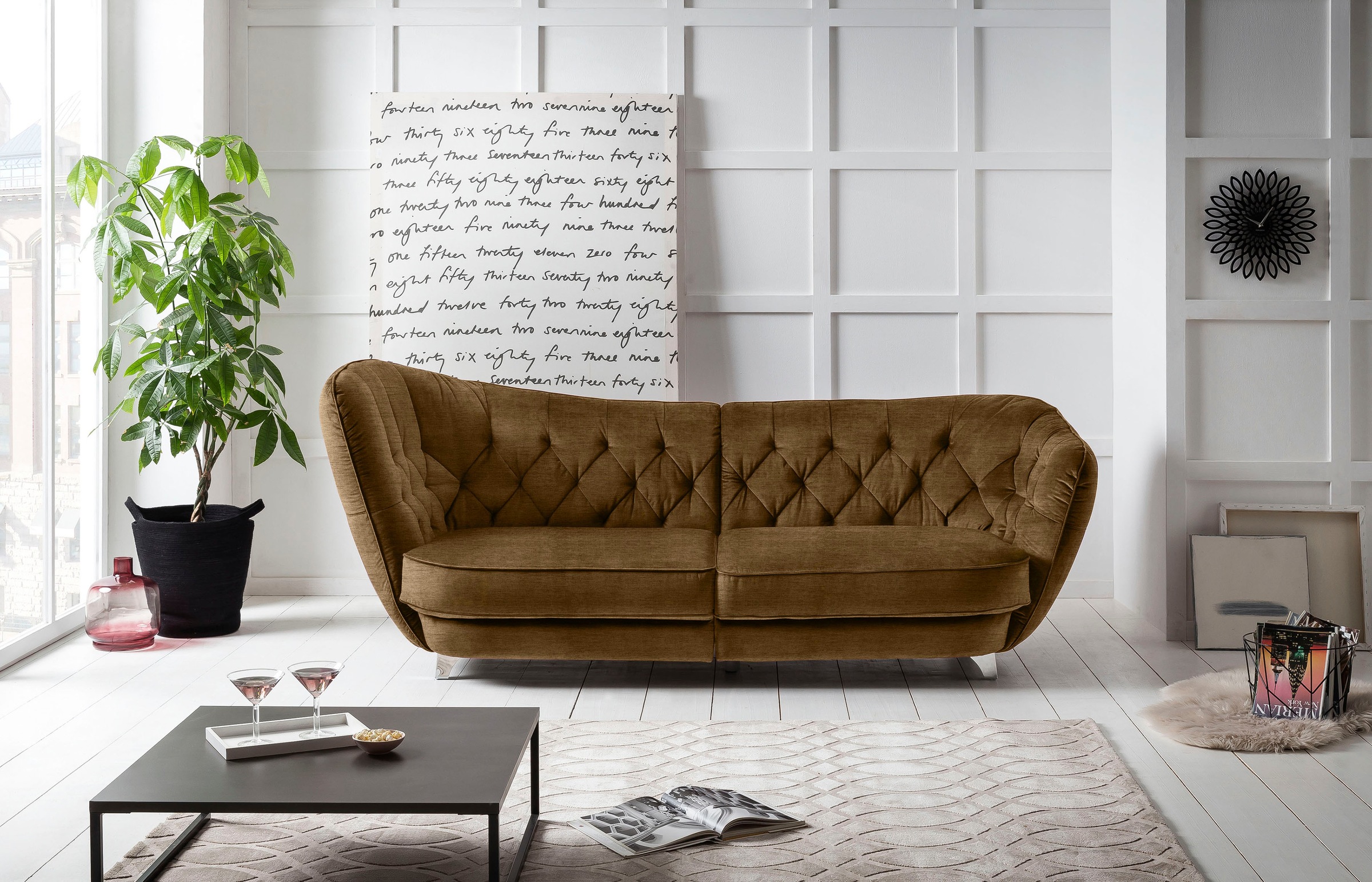 Leonique Big-Sofa "Retro", stylischer Hochlehner günstig online kaufen