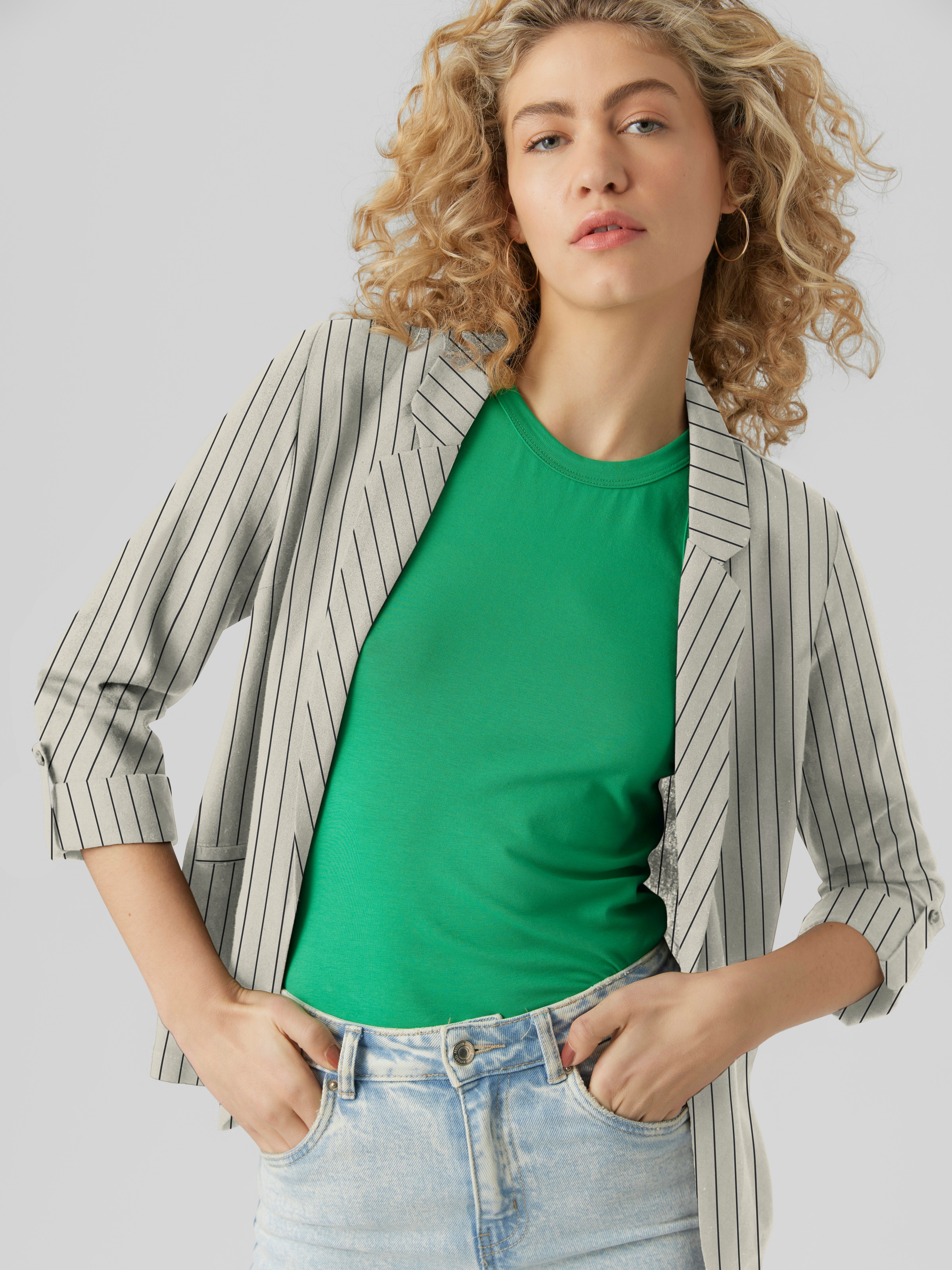 Vero Moda Kurzblazer "VMJESMILO 3/4 LOOSE BLAZER WVN GA NOOS", mit Leinen günstig online kaufen