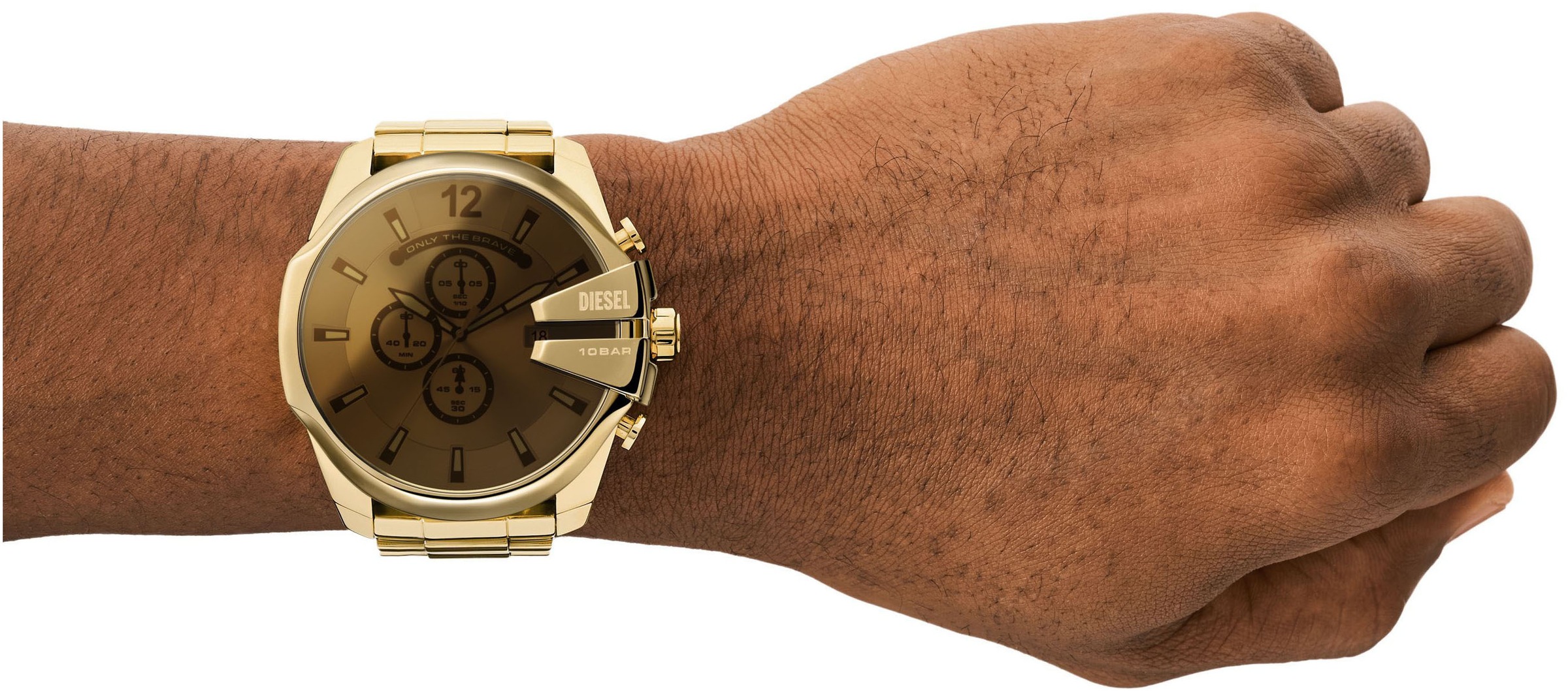 Diesel Chronograph »MEGA CHIEF«, Quarzuhr, Armbanduhr, Herrenuhr, Stoppfunktion, Edelstahlarmband