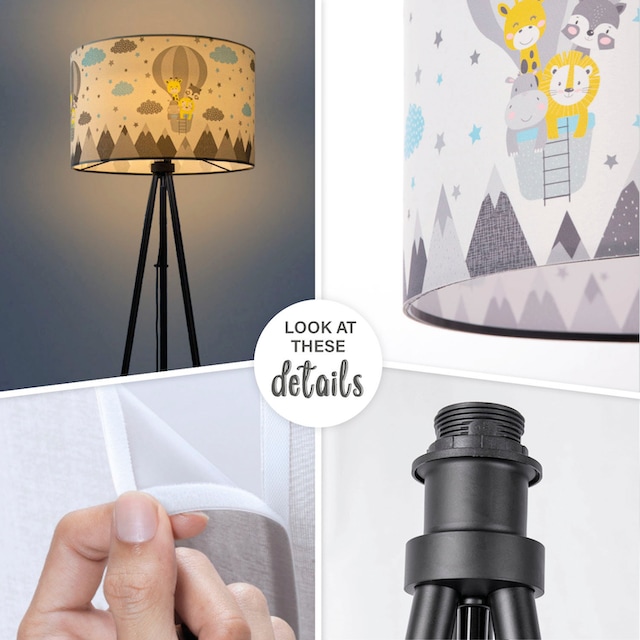 Paco Home Stehlampe »Trina Cosmo«, Lampe Kinderzimmer Kinderlampe  Babyzimmer E27 Heißluftballon Tiere | BAUR