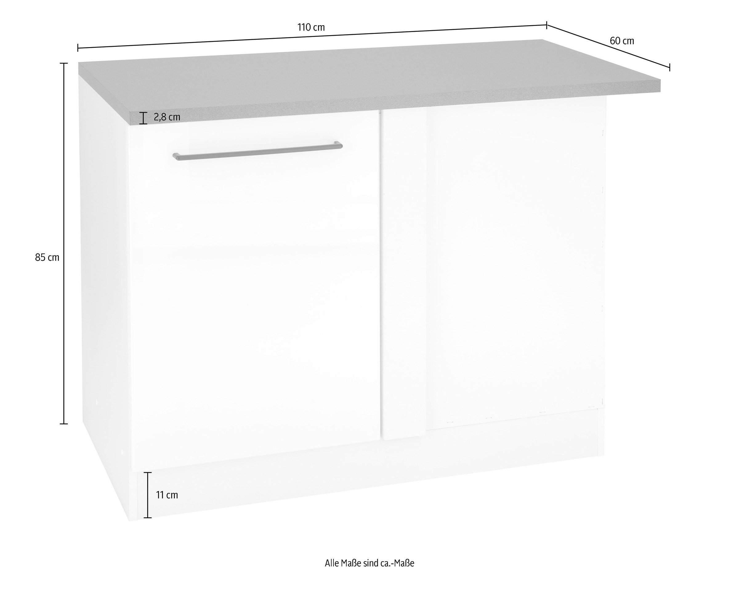 HELD MÖBEL Eckunterschrank »Tulsa«, 110 cm breit, 1 Tür, schwarzer Metallgriff, hochwertige MDF Front