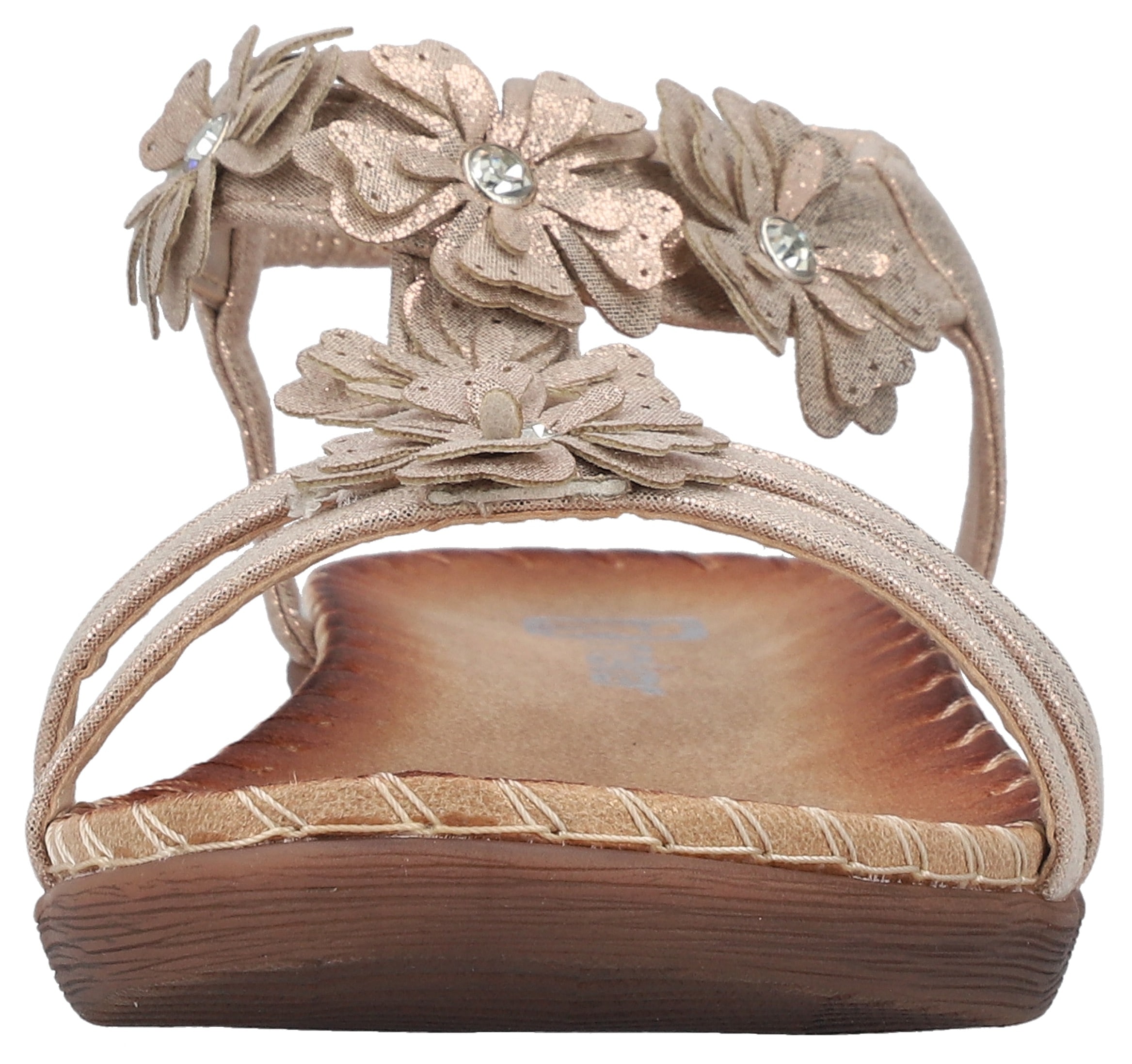 Sandale RIEKER, Herren, Gr. 42, roségoldfarben, Lederimitat, metallic, Schuhe Sandale, Sommerschuh, Urlaubsschuh mit Blütenverzierung und Glitzersteine 3