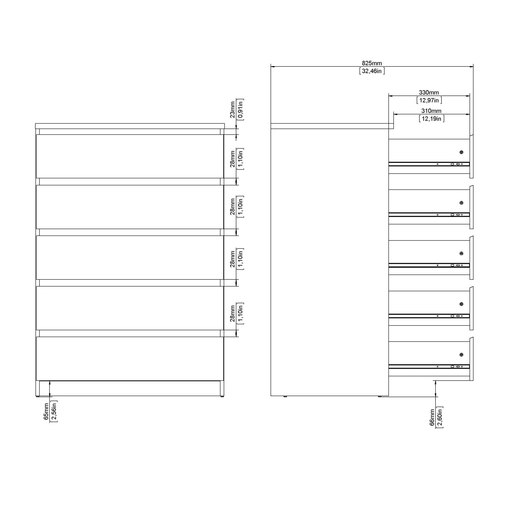INOSIGN Kommode »Naia, Aufbewahrung, 5 Schubladen, Matt-Optik, grifflose Front« Modern, skandinavisches Design, in mehreren Farben, Hoch