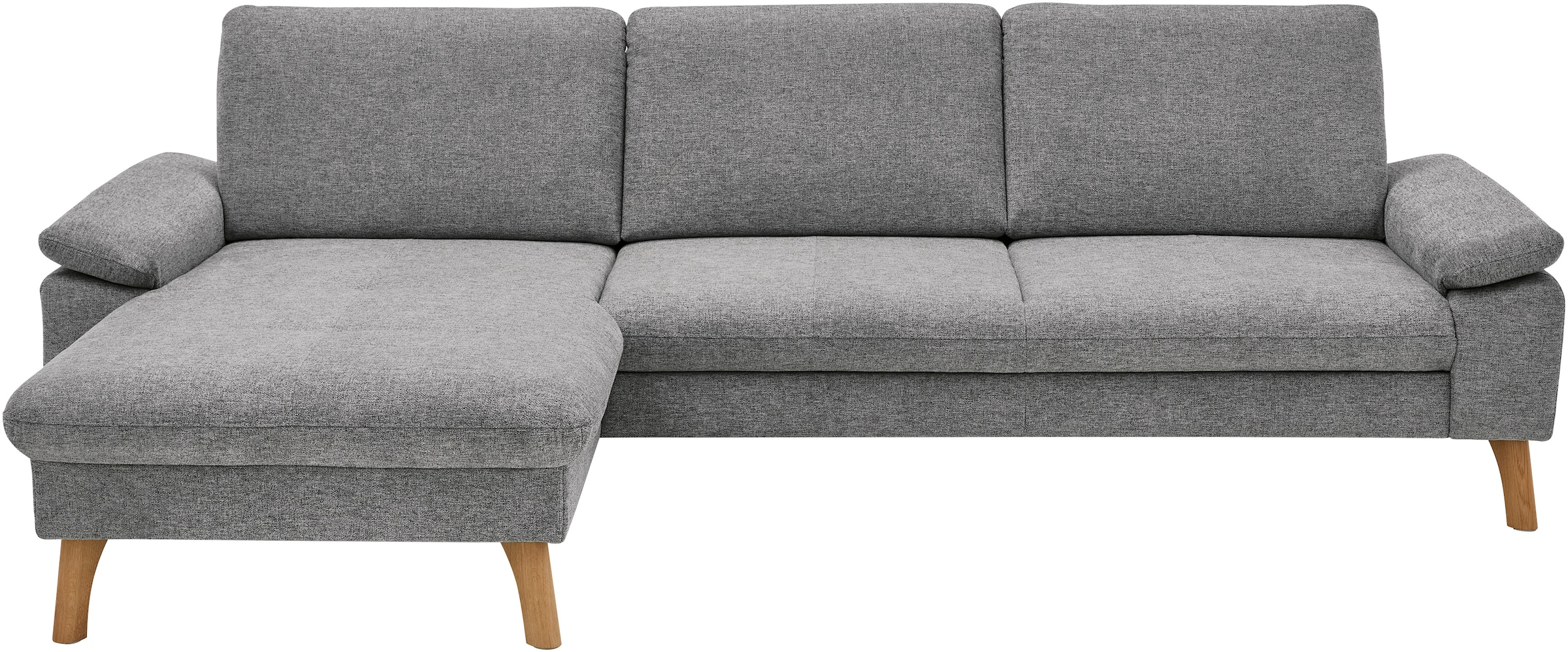 Die PlanBar Ecksofa "PP-LA24075 L-Form, Breite 286 cm" opt. mit Kopfstützen, Schlaffunktion, mot. Ottomane, Sitztiefenverst.