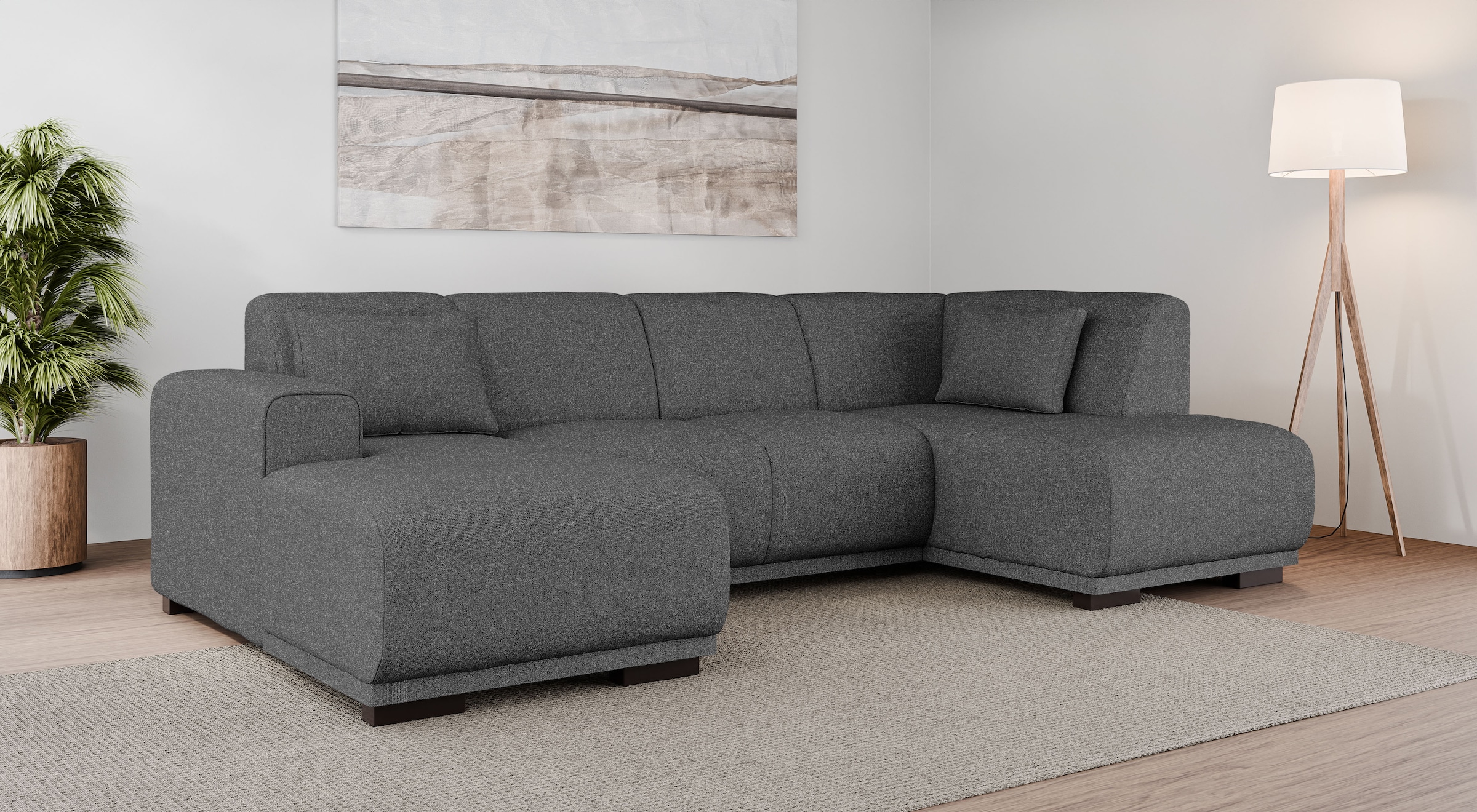 OTTO home Wohnlandschaft "BORNHOLM U-Form mit Recamiere rechts/links, B/T/H: 300/162/85 cm" U-Form mit Wellenunterfederung, Recamiere rechts oder links bestellbar