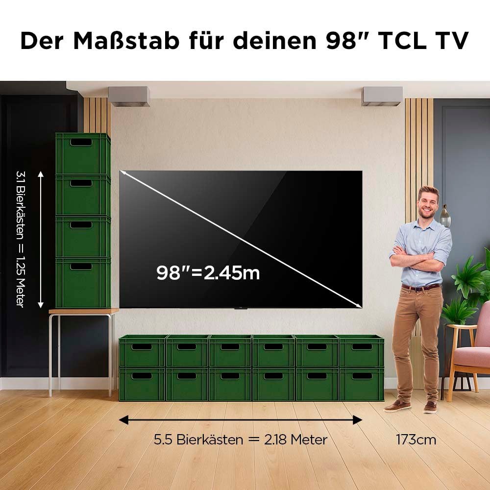 TCL Mini-LED-Fernseher »98T8D« 248 cm/98 ″ Smart-TV QD-Mini LED, AiPQ Pro Prozessor, 144Hz, Dolby Atmos, Apple AirPlay 2