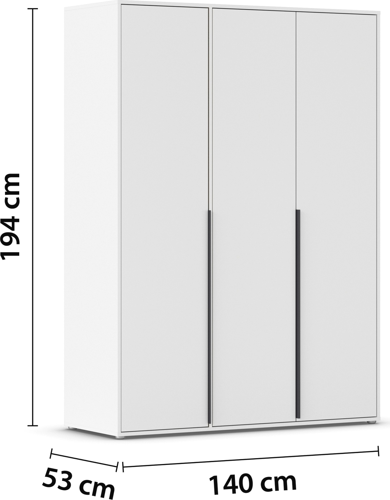rauch Drehtürenschrank »Kleiderschrank Schrank Garderobe Wäscheschrank NAGATA viel Stauraum«, (in 3 verschiedenen Ausstattungen BASIC/CLASSIC/PREMIUM), mit modernen Stangengriffen in Graumetallic TOPSELLER MADE IN GERMANY