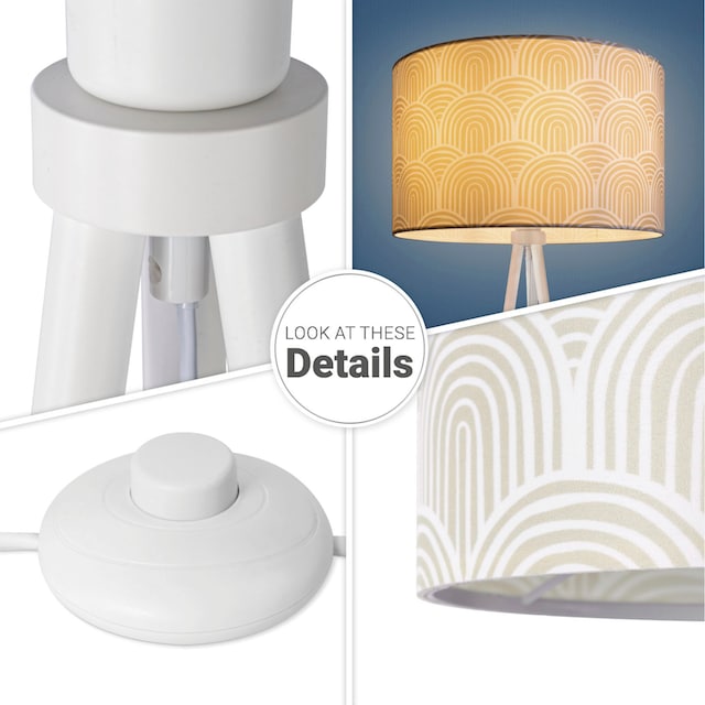 Paco Home Stehlampe »Trina Pillar«, Wohnzimmer Stehleuchte Dreibein Stativ  Mit Stoffschirm Uni Modern im Sale | BAUR