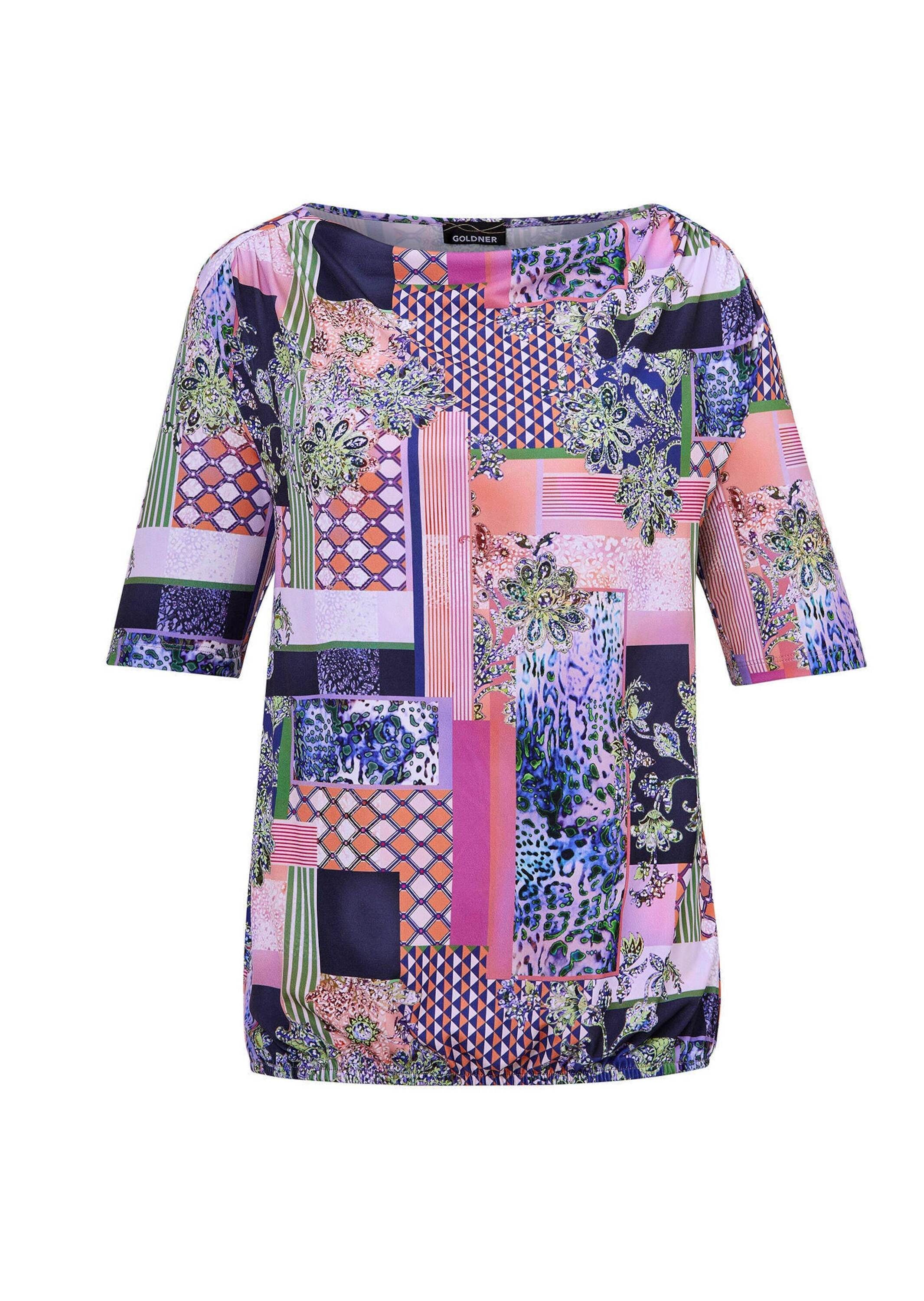 GOLDNER Kurzarmshirt "Kurzgröße Shirt mit Wasserfallausschnitt" günstig online kaufen