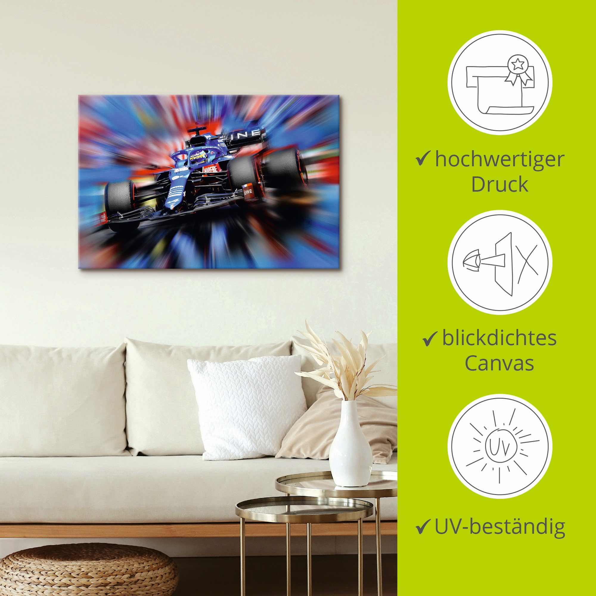 Artland Wandbild »Fernando Alonso - Spanien«, Auto, (1 St.), als Leinwandbild, Poster in verschied. Größen