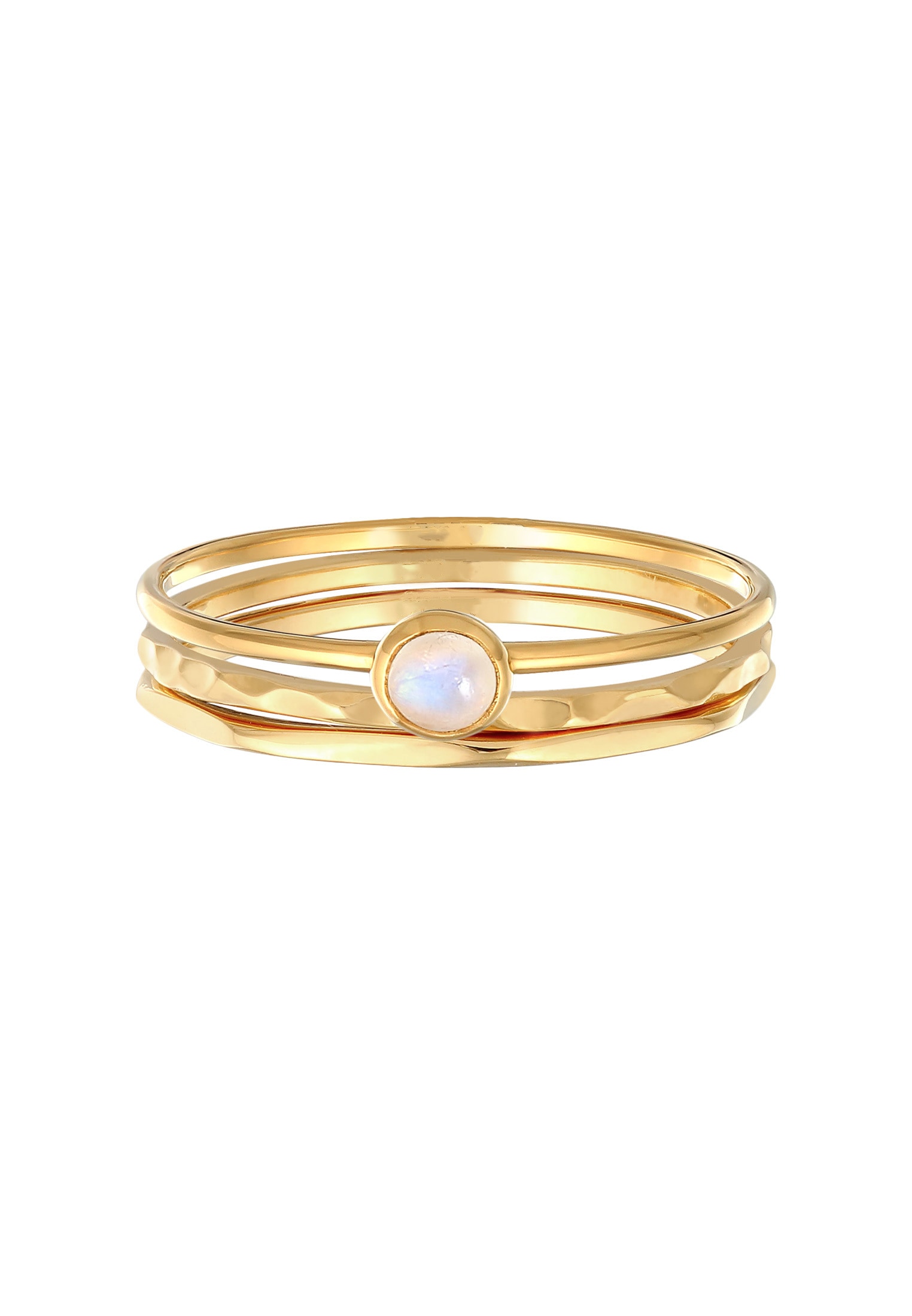 Elli Premium Solitärring »Solitär Mondstein 3er Ring Set 375 Gelbgold«