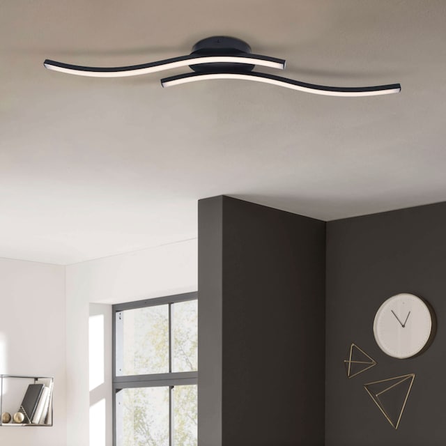 näve LED Deckenleuchte »Onda«, 2 flammig-flammig, Deckenlampe, Wandleuchte  warmweiß, L: 65cm, 12W, schwarz-matt, IP20 | BAUR