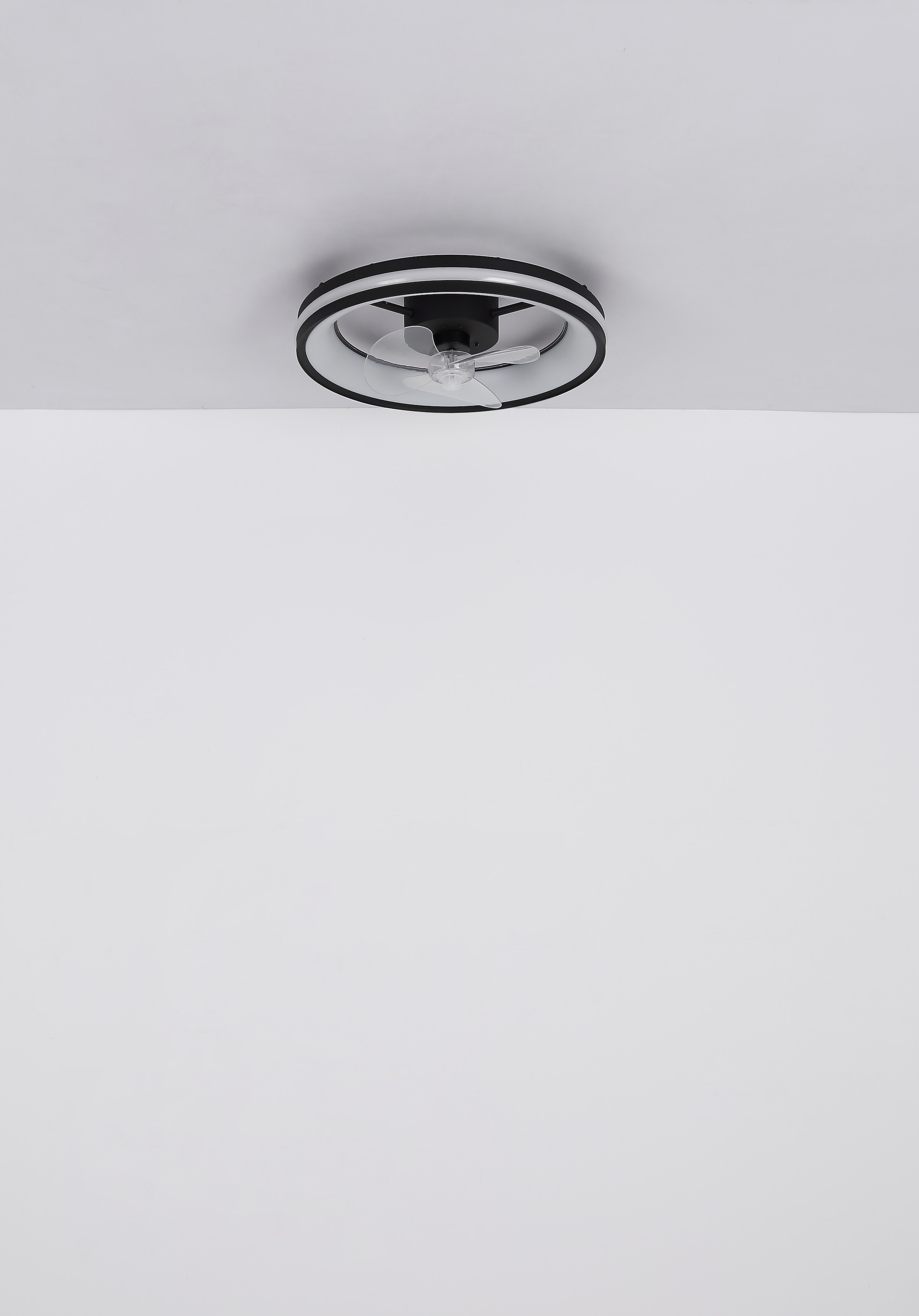 GLOBO LIGHTING Deckenleuchte »GATIAN«, Leuchtmittel LED-Modul | LED fest integriert, Ventilator/ Büro / Wohnbereich / Schlafzimmer / schwarz / rund