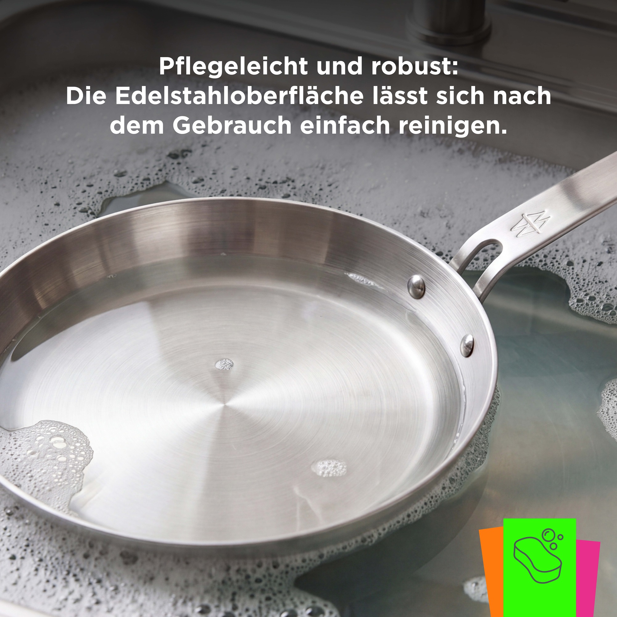 WOLL Bratpfanne »MÄLZERxWOLL Bratpfanne,5-ply Edelstahl, unbeschichtet, Induktion« Edelstahl 18/10 1 tlg. Genieterer Stiel, Ofenfest, Spülmaschinengeeignet, 4-5cm hoch