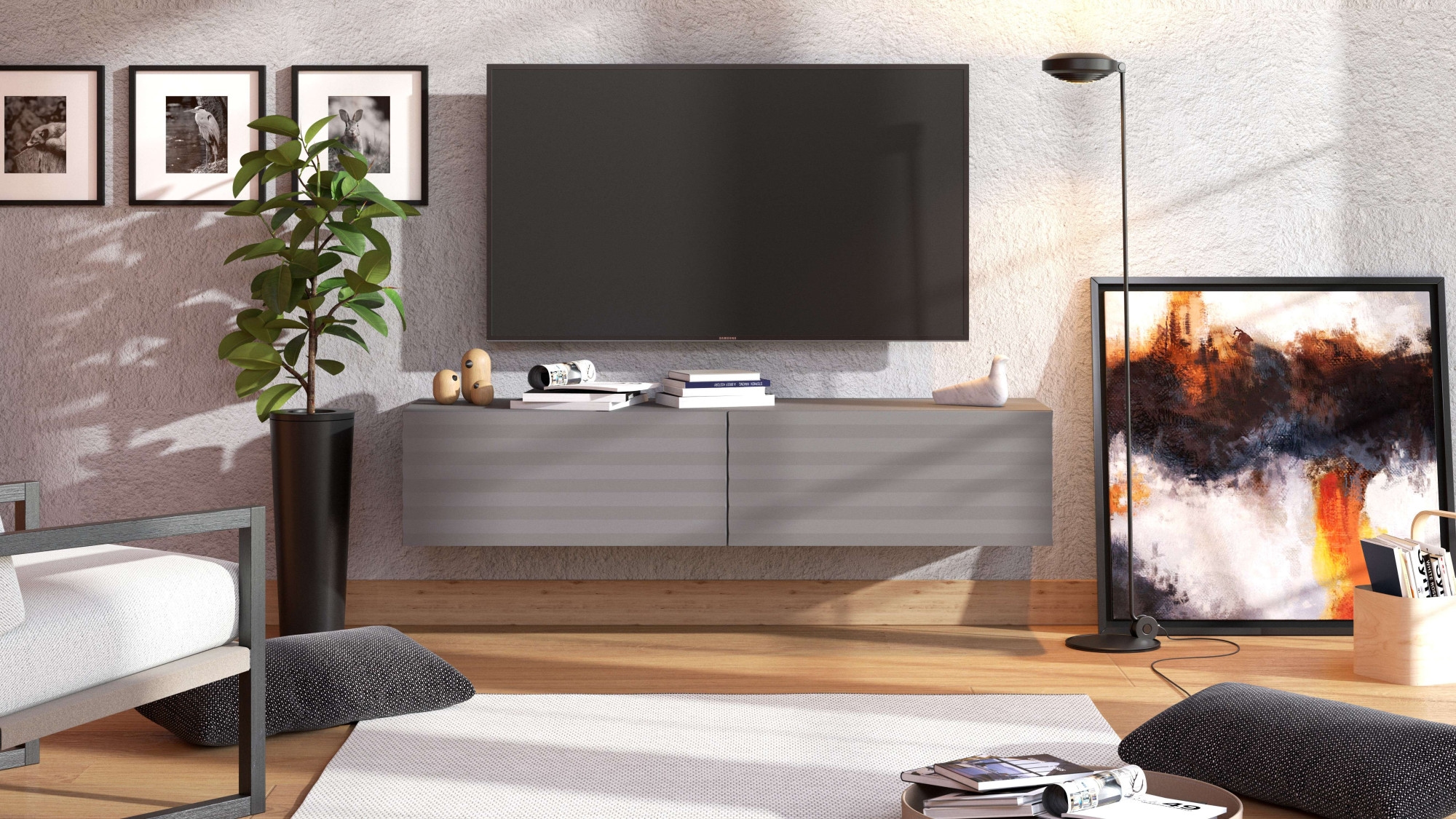 TV-Board »Clermont Lowboard, Breite 154 cm, TV-Schrank, TV-Ständer«, Trendfarben,...