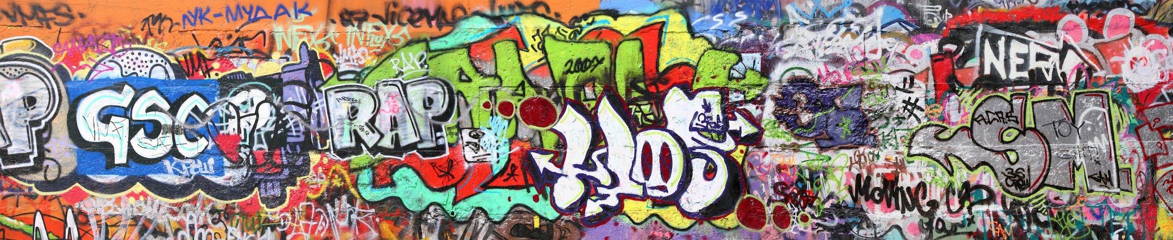 EXPRESS KÜCHEN Küchenrückwand "Graffiti", B/H: 280cm x 55,9cm, bunt, Spritzschutzwände