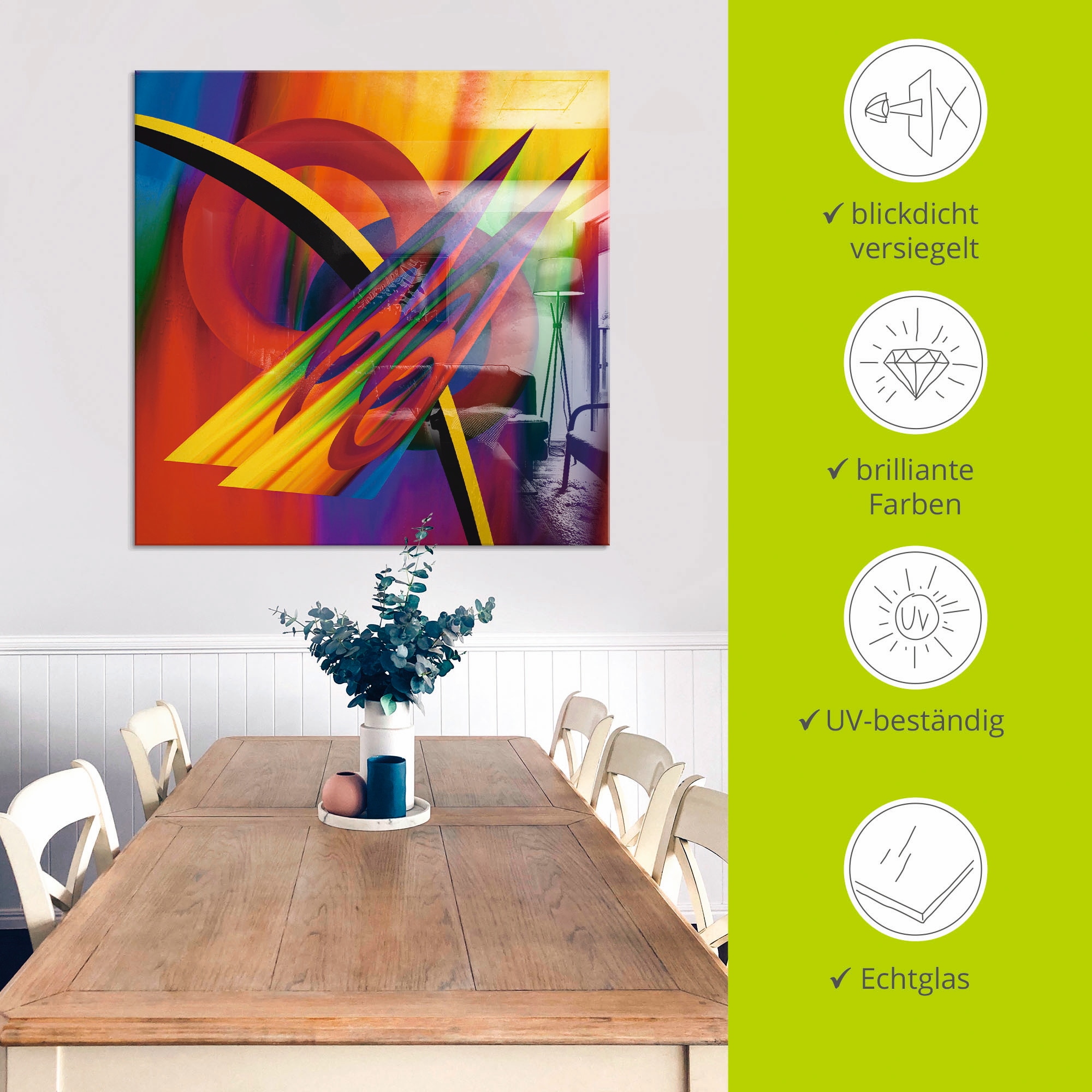 Artland Glasbild »Modern Bunt«, Muster, (1 St.), in verschiedenen Größen