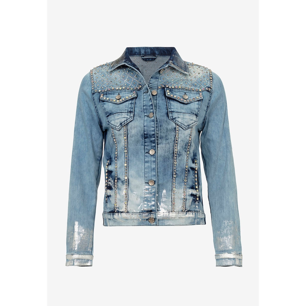 Cipo & Baxx Jeansjacke, mit Pailletten-Logo-Print