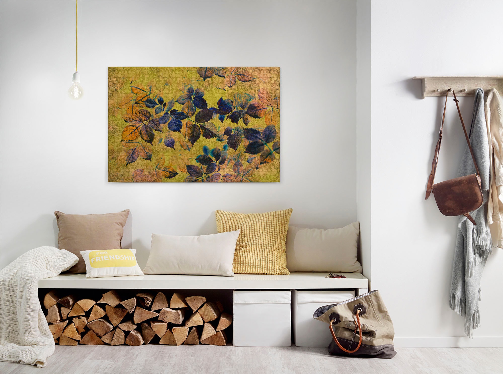A.S. Création Leinwandbild "indian summer" Blumen Kunst 1 Stk. tlg. Keilrahmen Bild Blätter Natur Floral Leinwand-Bild Wohnzimmer modern