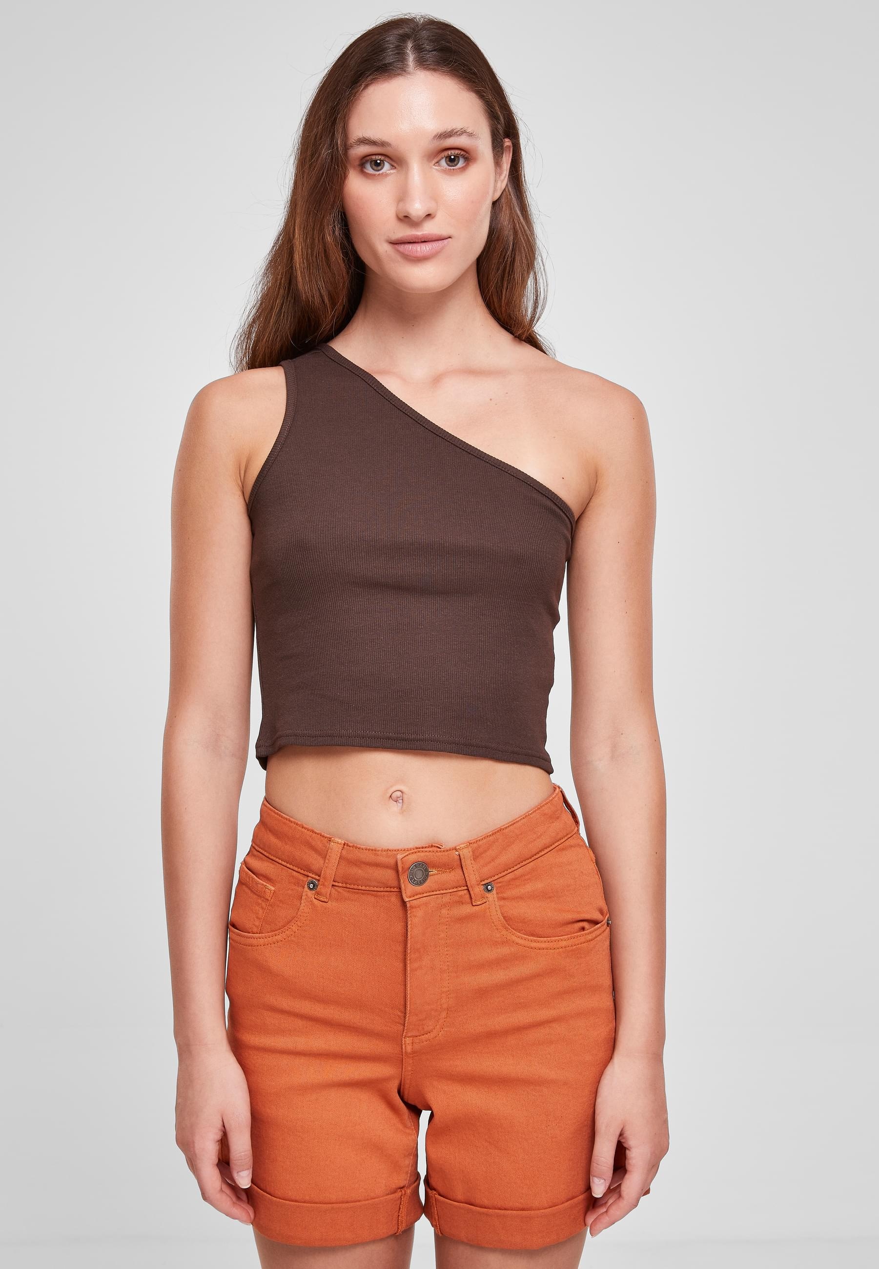 URBAN CLASSICS Muskelshirt »Urban Classics Damen Ladies Cropped Asymmetric Top«, (1 tlg.)