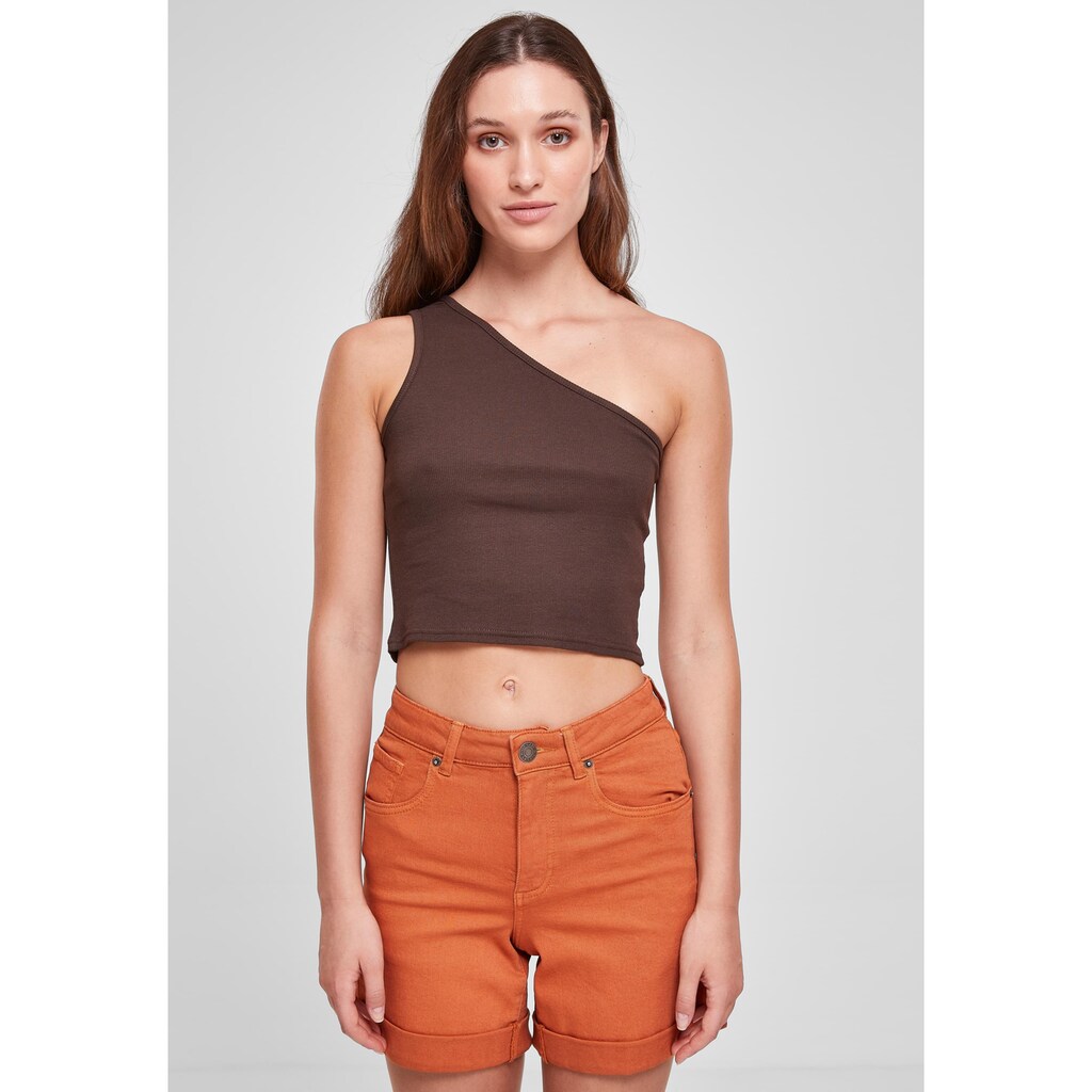 URBAN CLASSICS Muskelshirt »Urban Classics Damen Ladies Cropped Asymmetric Top«, (1 tlg.)