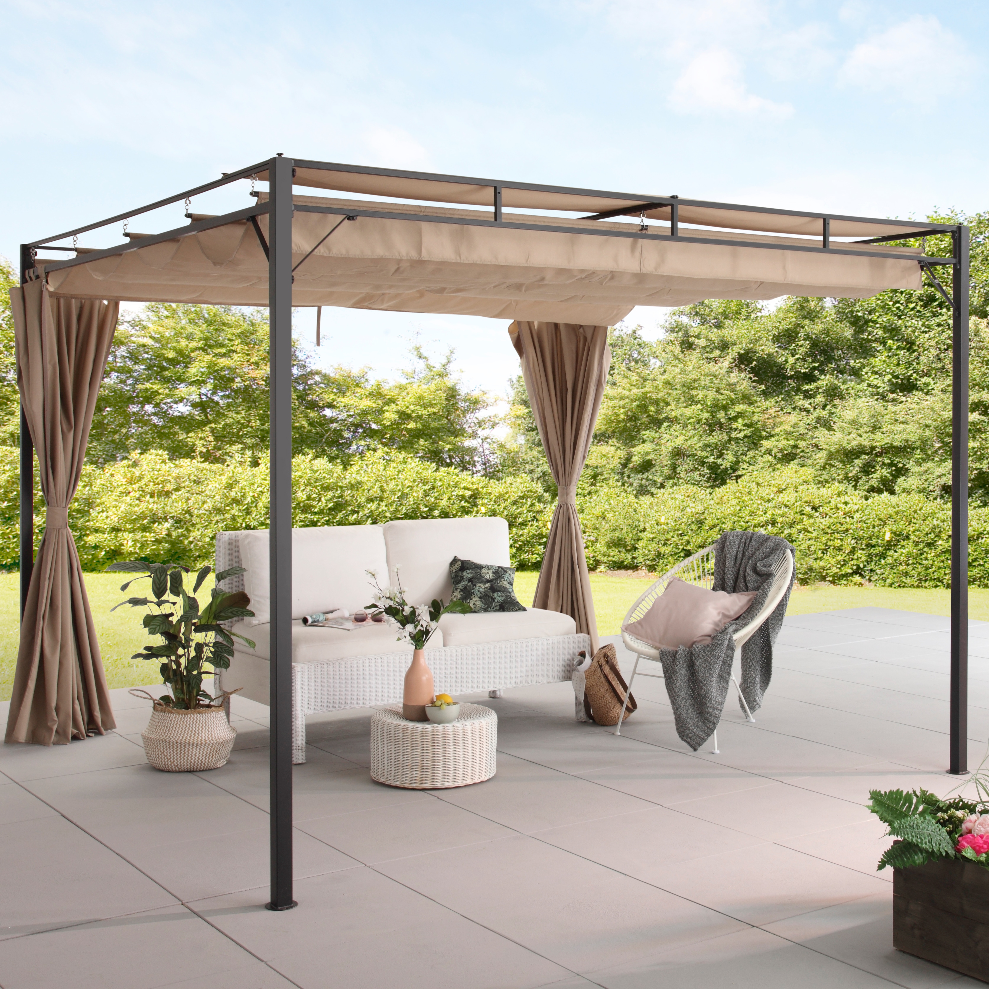 Pavillon KONIFERA, beige, Garten, Pavillons, "Milos", BxT: 300x300 cm