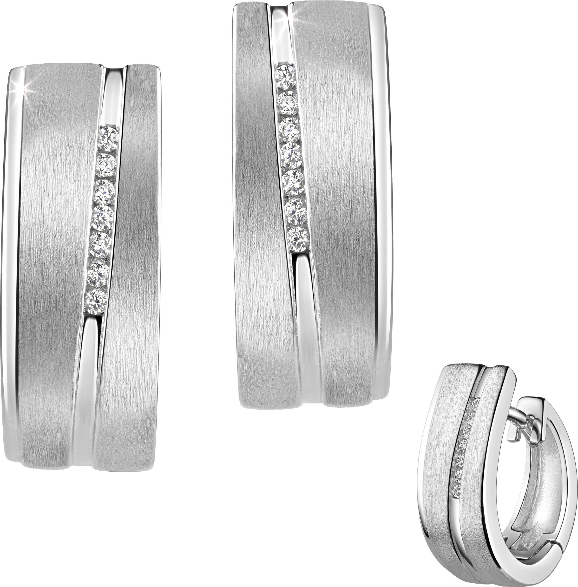 Firetti Paar Creolen »Schmuck Geschenk Silber 925 Ohrschmuck Ohrringe«, Made in Germany - mit Zirkonia (synth.)