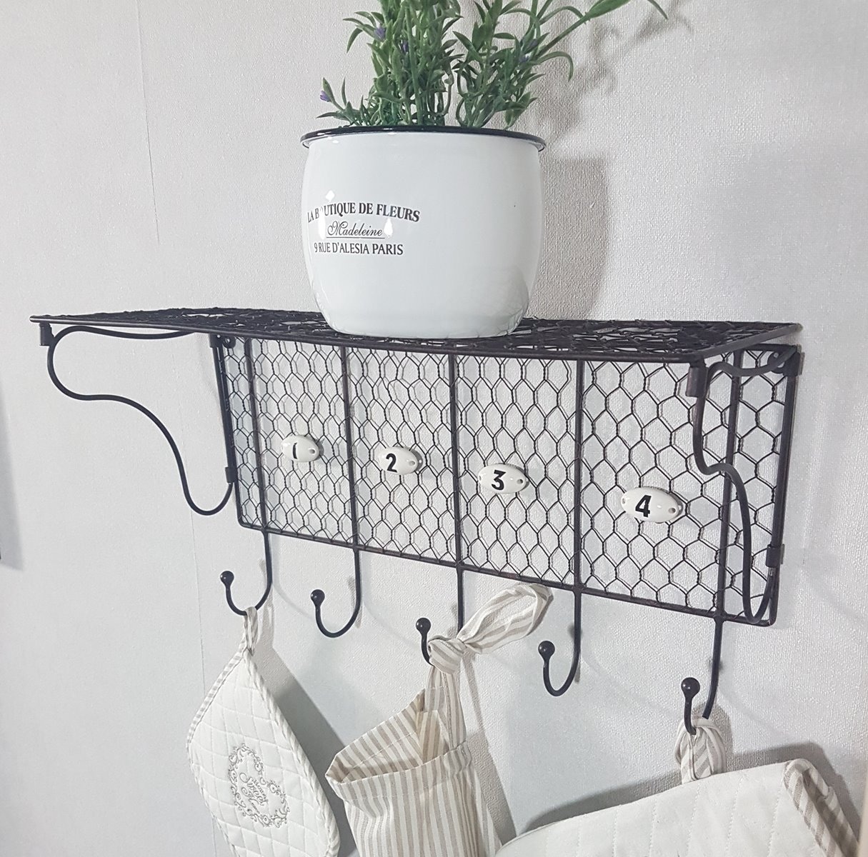 Ambiente Haus Wandregal »Draht Wandregal mit Haken in Antikbraun« 1 Stk. tlg.