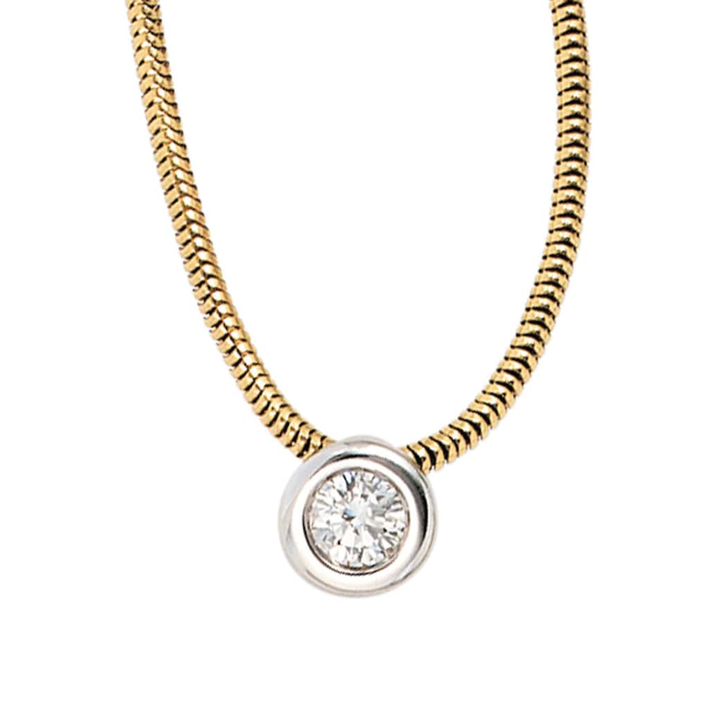 JOBO Kette mit Anhänger »Halskette mit Diamant« 585 Gold bicolor 42 cm