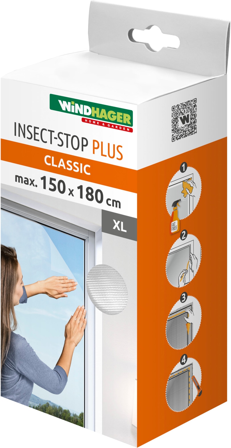 Windhager Fliegengitter-Gewebe "Plus für Fenster, Klettband Insektenschutz ohne bohren, 150 x 180 cm" 1 Stk. tlg. Insektenschutzgitter, Moskitonetz erhältlich in anthrazit oder weiß