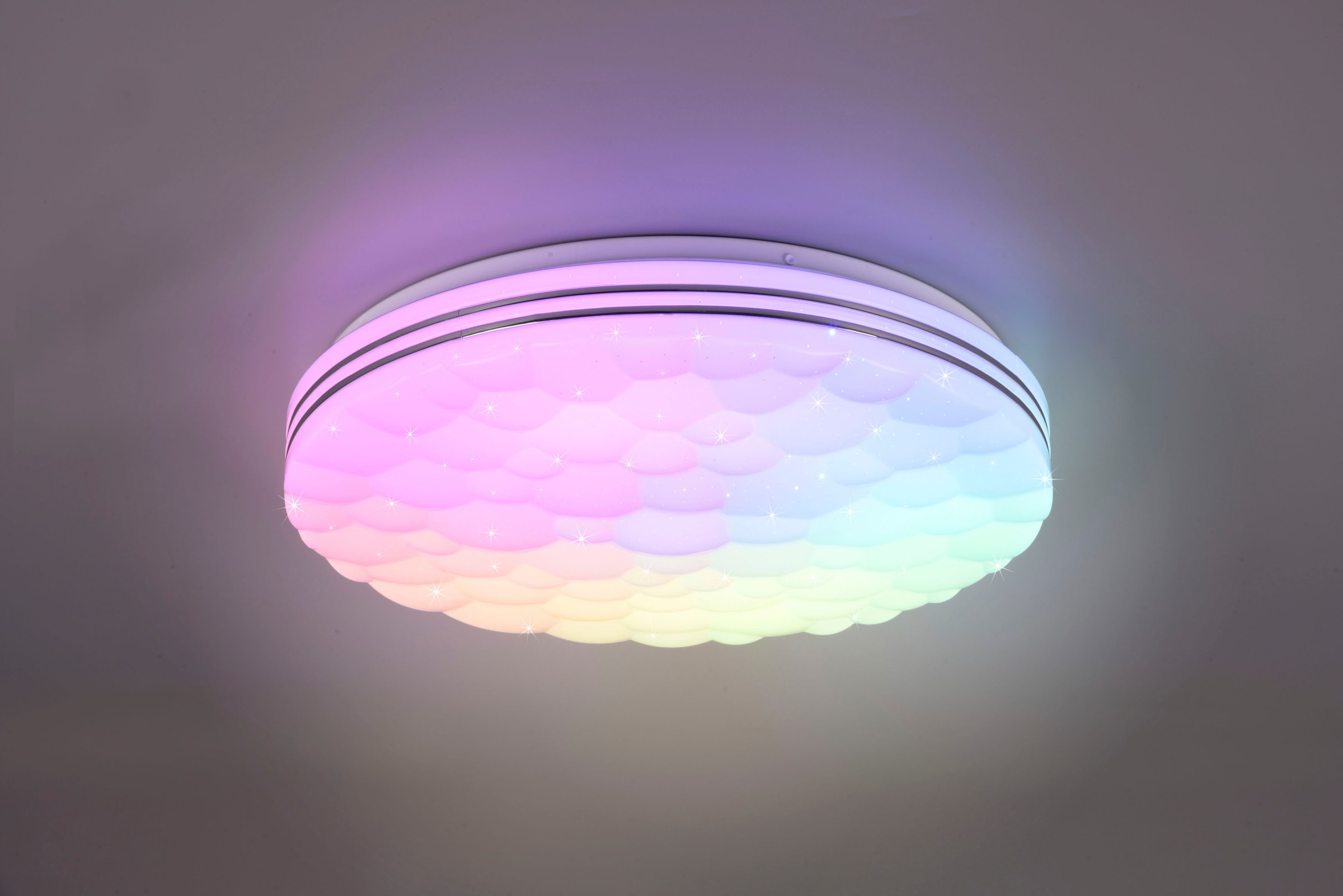 TRIO Leuchten LED Deckenleuchte »Tiger«, 1 flammig-flammig, Deckenlampe RGB Regenbogen Effekt Lichtfarbe einstellbar Fernbedienung