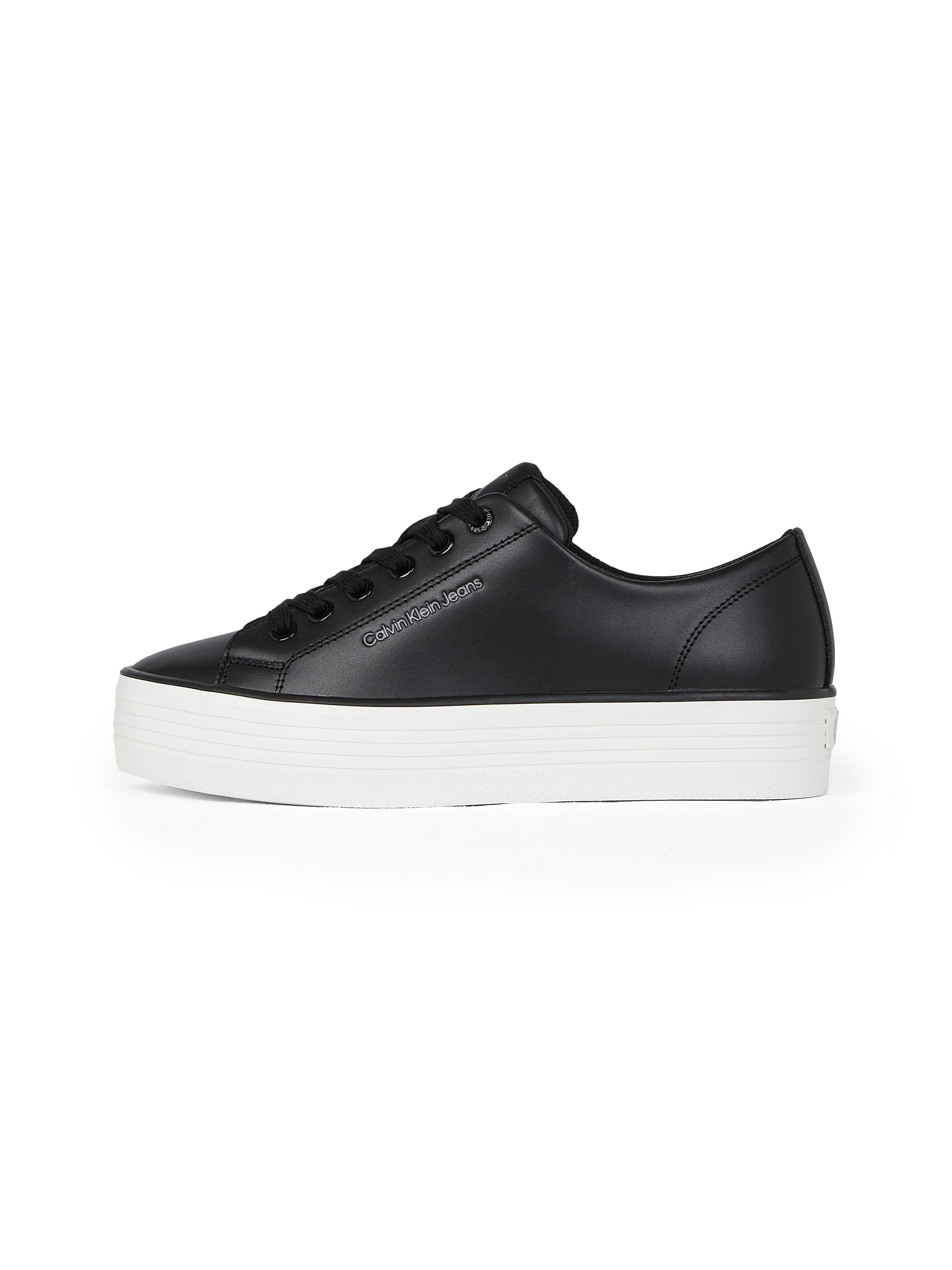 Calvin Klein Jeans Sneaker »BOLD VULC FLATF LOW LTH IN«, Halbschuh, Schnürschuh, Freizeitschuh mit CK-Logo an der Ferse