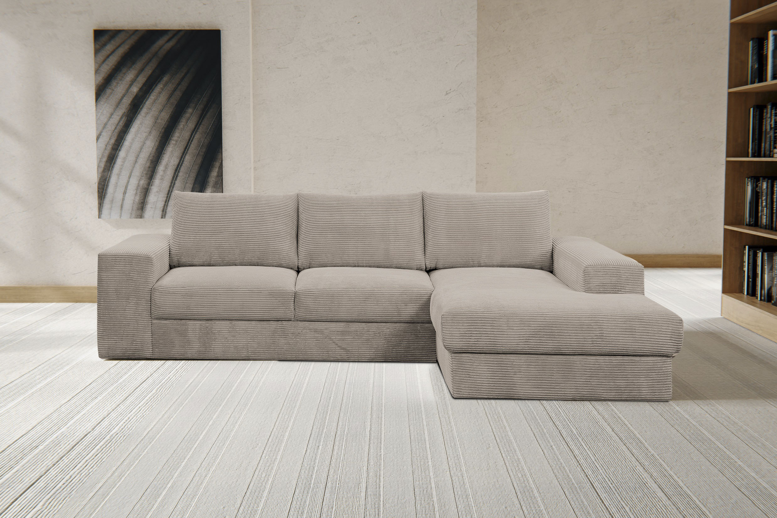 WERK2 Ecksofa "Rozzana 280 x 190 cm modern und bequem" Cord, L-Form, XXL