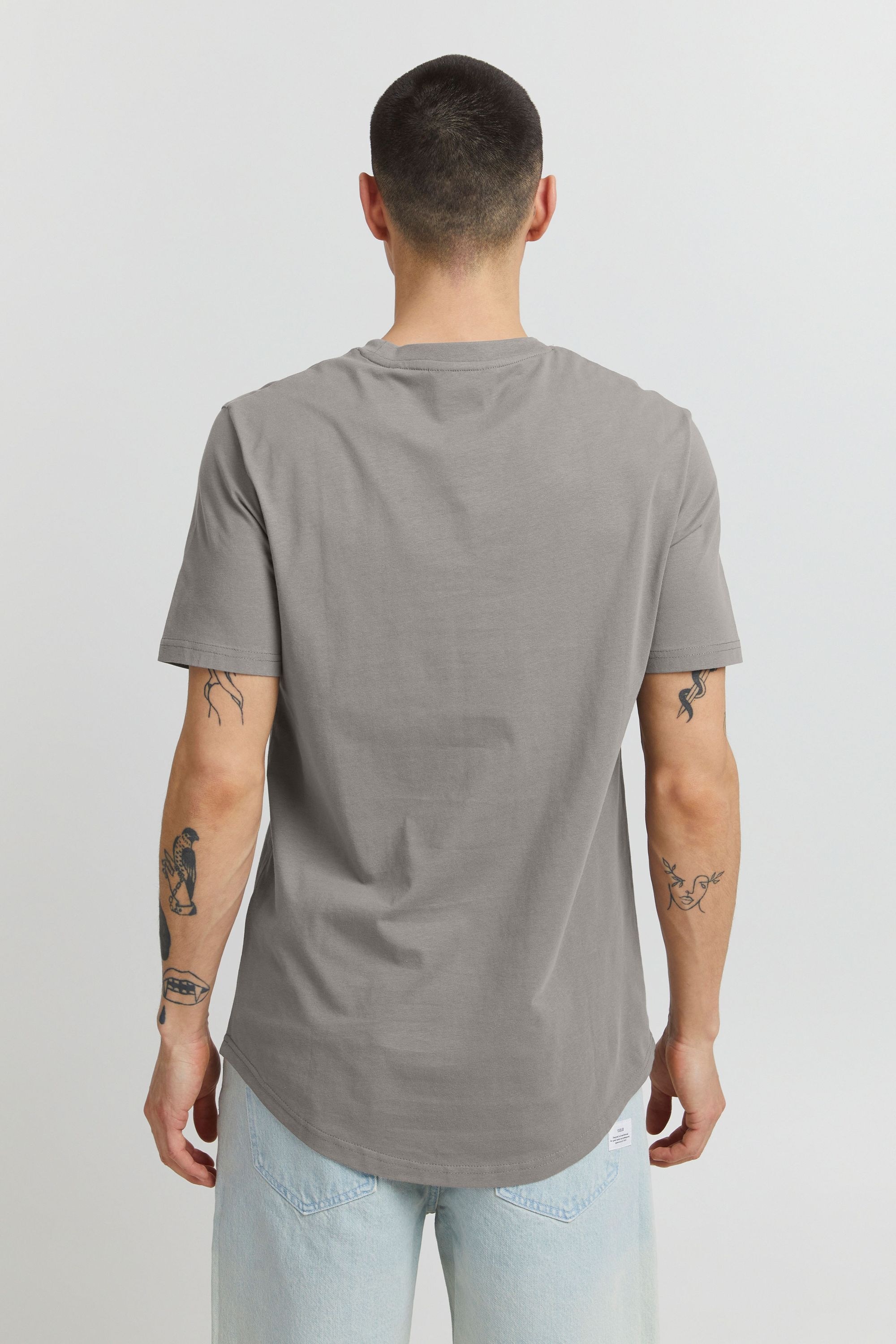 !solid T-Shirt SOLID "T-Shirt SDBasto", Herren, Gr. M, grau (mid grau), Obermaterial: 100% Baumwolle CO., comfort fit normal, Rundhals, Shirts T-Shirt 3