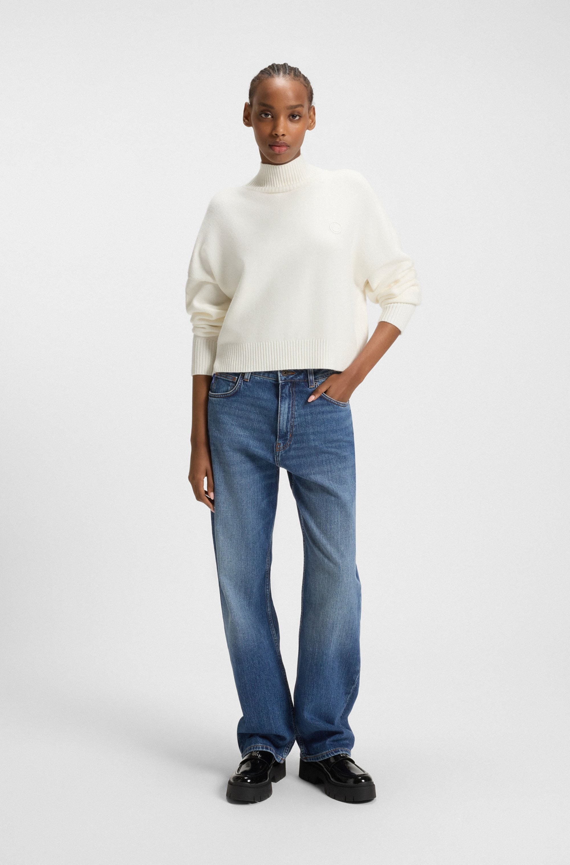 HUGO Blue Straight-Jeans »Elyah«, Straight Fit Jeans mit hoher Leibhöhe, Tall Länge 36