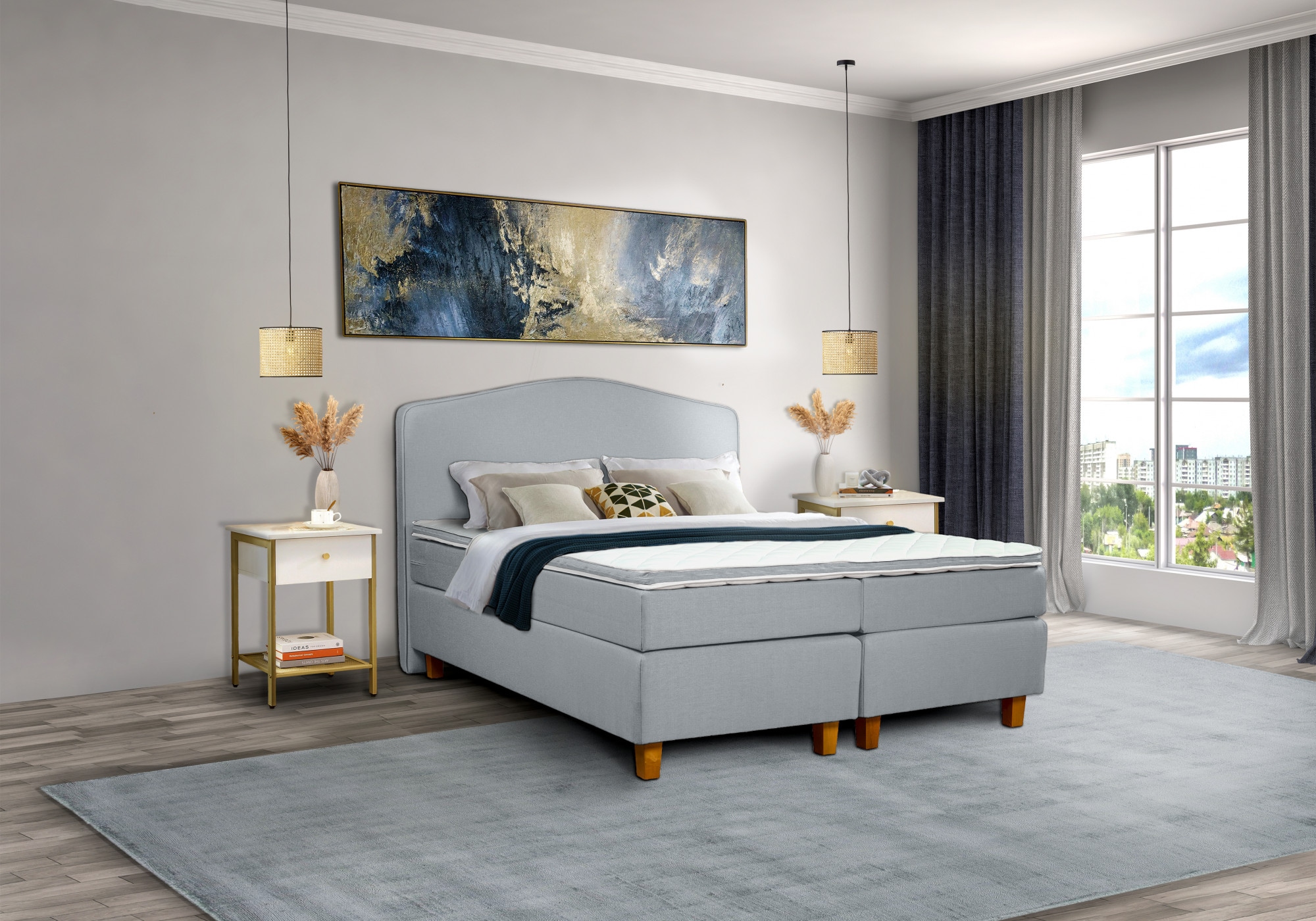 INOSIGN Boxspringbett »Jalma«, Füße aus massiver Birke ; Inkl. Topper