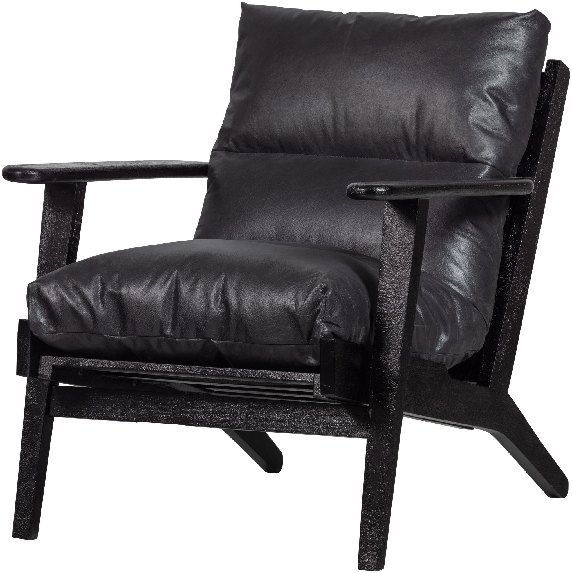WOOOD Sessel "Houston Akazienholz-Rahmen mit Bezug, H 86 x B 71 x T 71 cm" Echtem Lederbezug, Tragkraft 150 kg, imprägniertem Schutz pfleigleicht