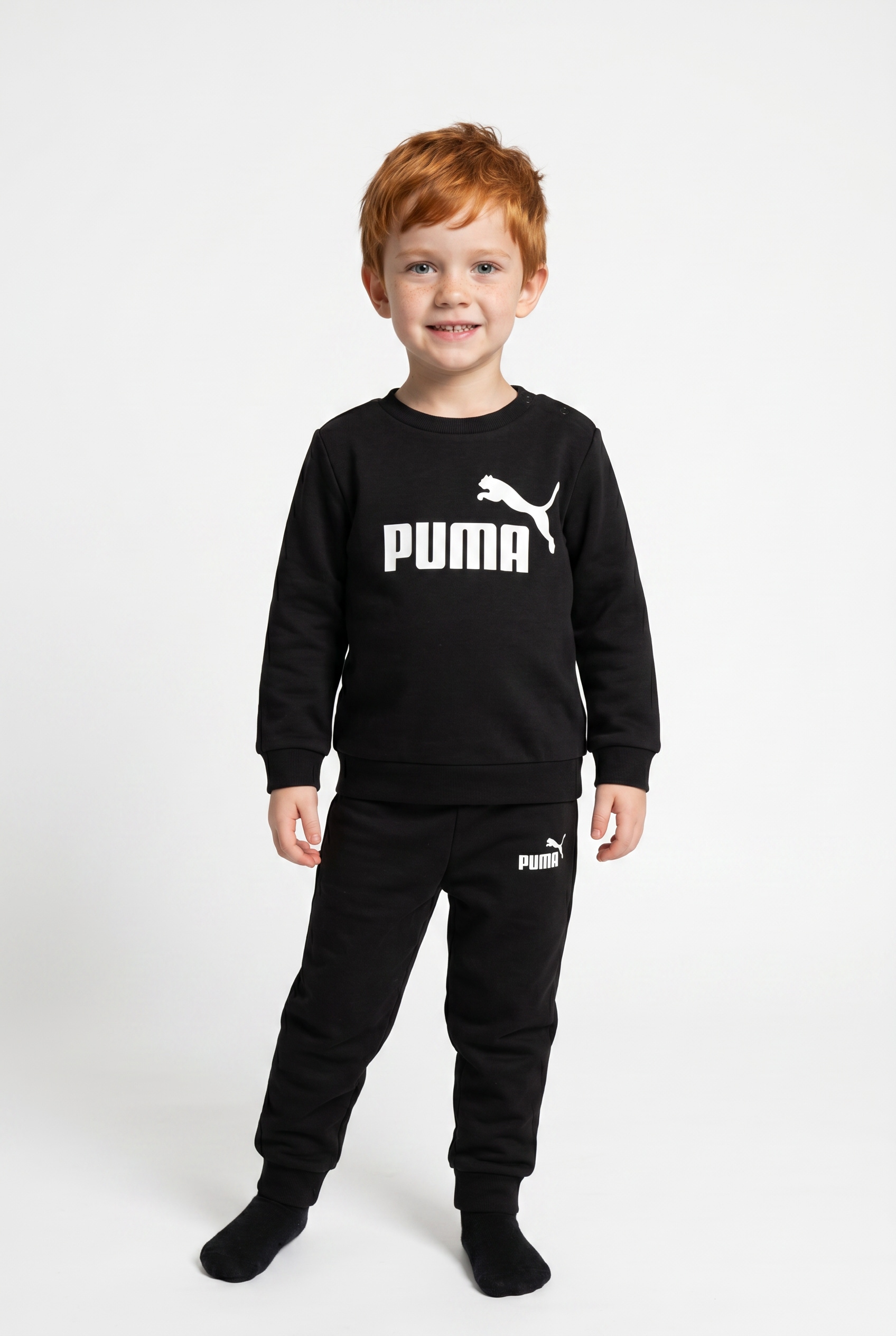 PUMA Trainingsanzug "MINICATS ESS CREW SET FL INF" 2 Stk. aus kuscheligem Fleecestoff