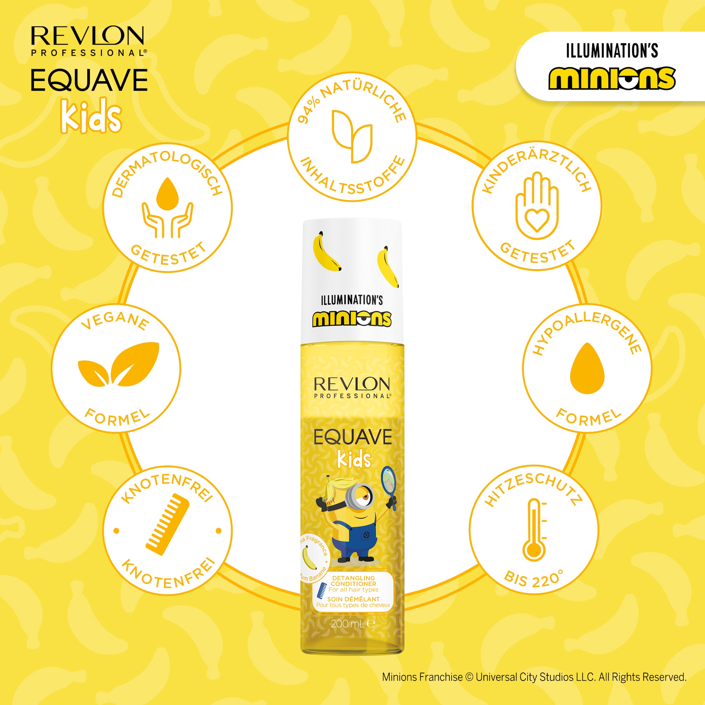 REVLON PROFESSIONAL Leave-in Pflege »Equave Kids MINIONS Leave-In Hydro Conditioner 200ml« Vegan & Dermatologisch getestet, Special Edition