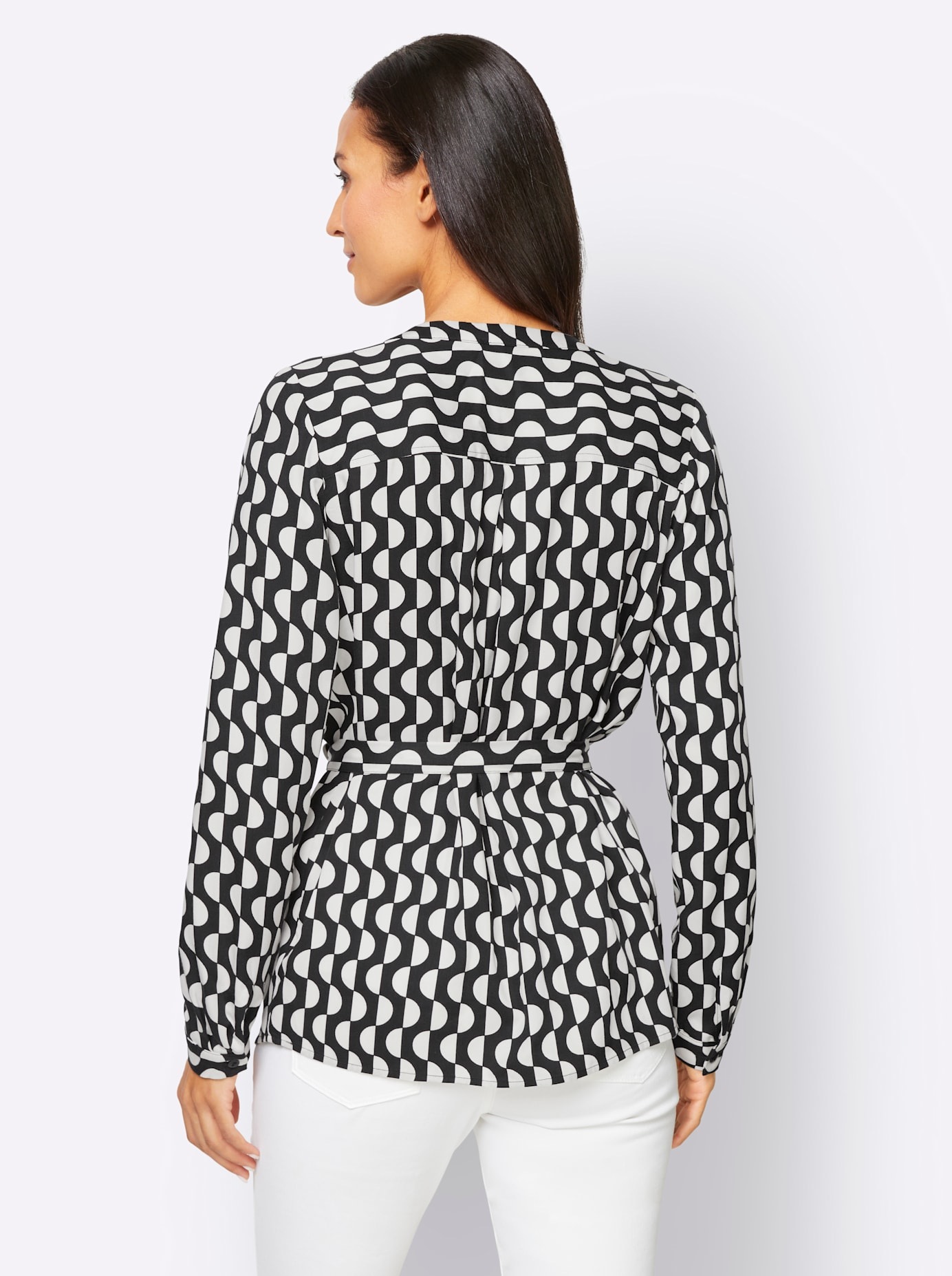 HEINE Printed Pullover Blouse Black-Ecru 46 2