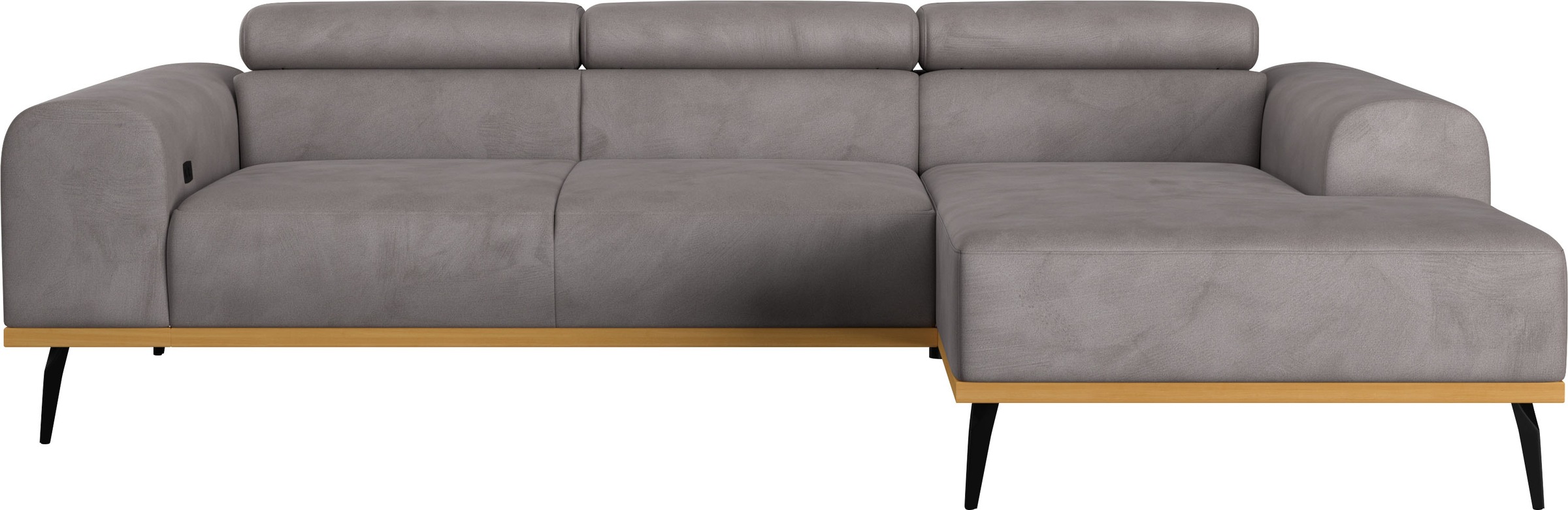Places of Style Ecksofa »Carlo L-Form«, mit Kopfteilverstellung & Holz-Rahmenoptik, wahlweise Relaxfunktion