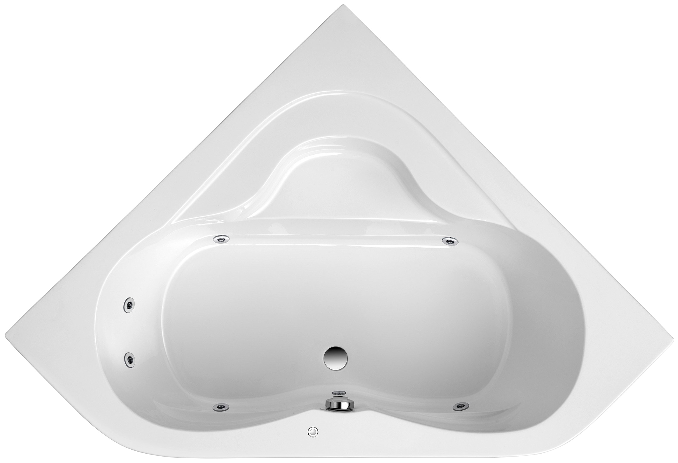 Whirlpool-Badewanne OTTOFOND, B:140cm H:40,5cm L:140cm T:140cm, weiß, Sanitäracryl, Badewannen, "Lucia", Typ 1, chrom