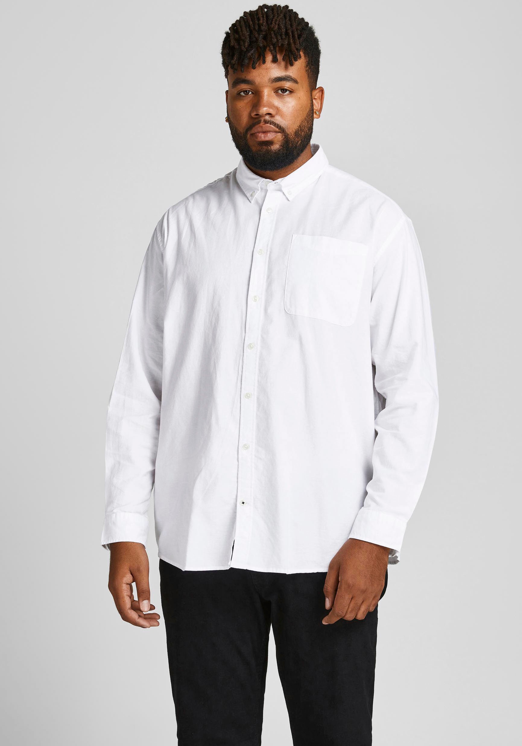 Jack & Jones PlusSize "JJEOXFORD SHIRT L/S S21 NOOS PLS" mit Brusttasche