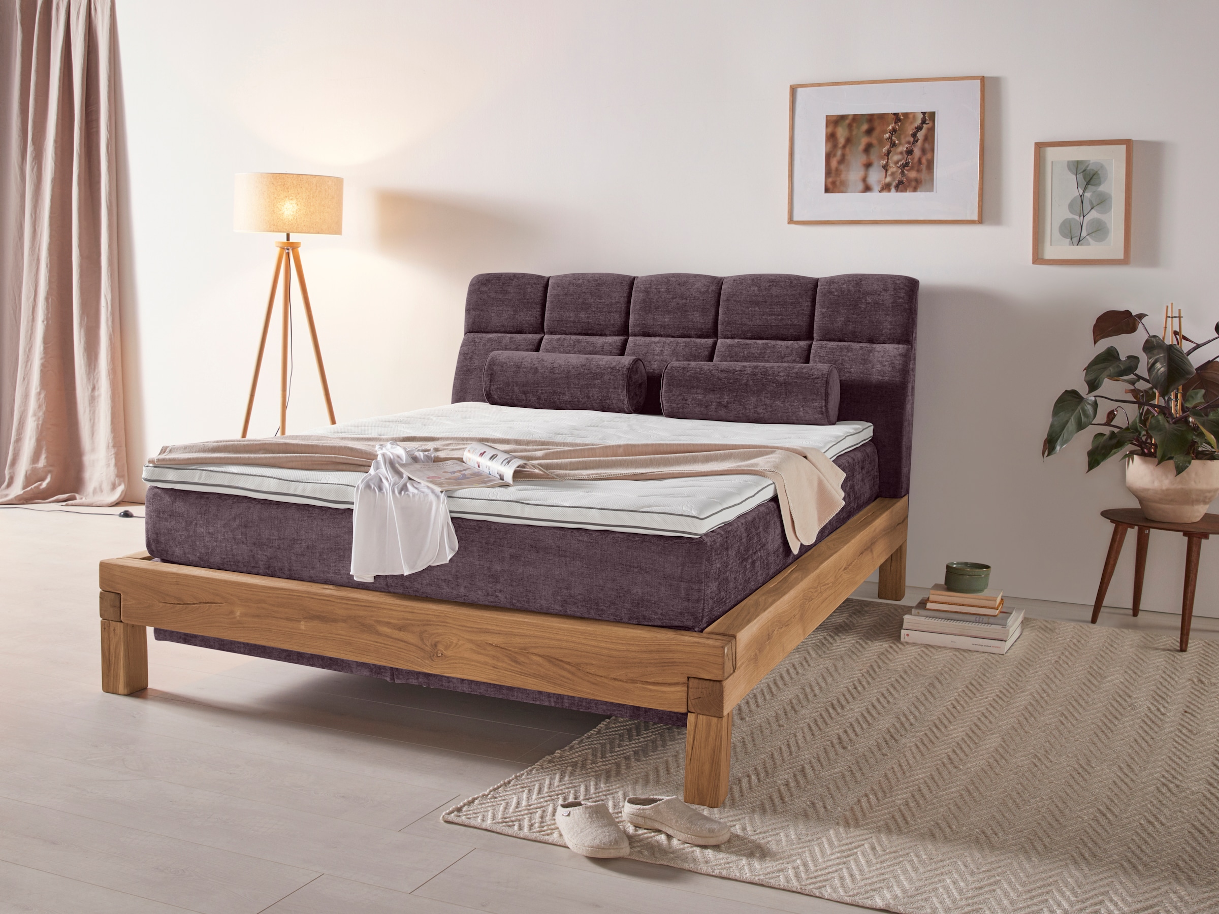 Home affaire Boxspringbett "Villads" Liegefläche: 160/200 cm aus Balkeneich günstig online kaufen