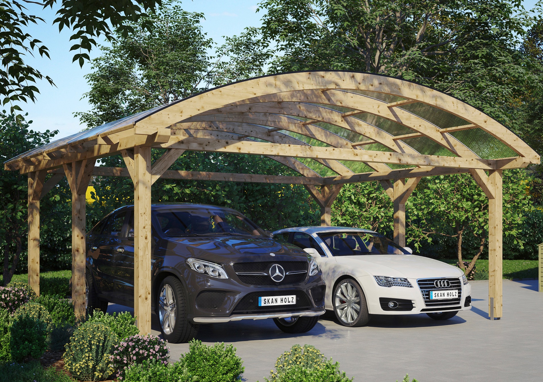 Doppelcarport SKANHOLZ, beige, Carports, "Franken"