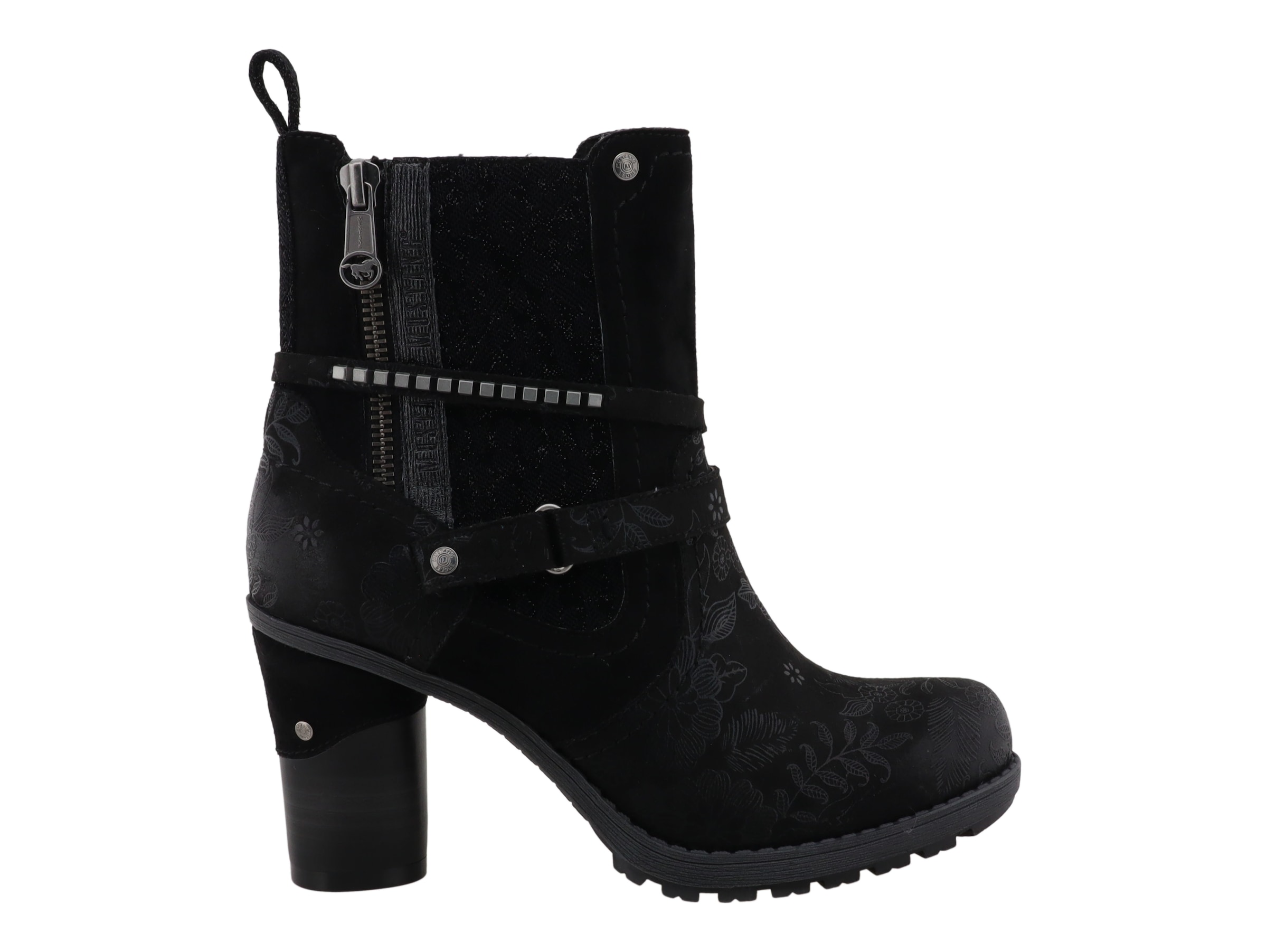 Mustang Shoes Stiefelette »Mode-Stiefel«  Blockabsatz, Boots mit Zierreißverschluss und Zierriemchen