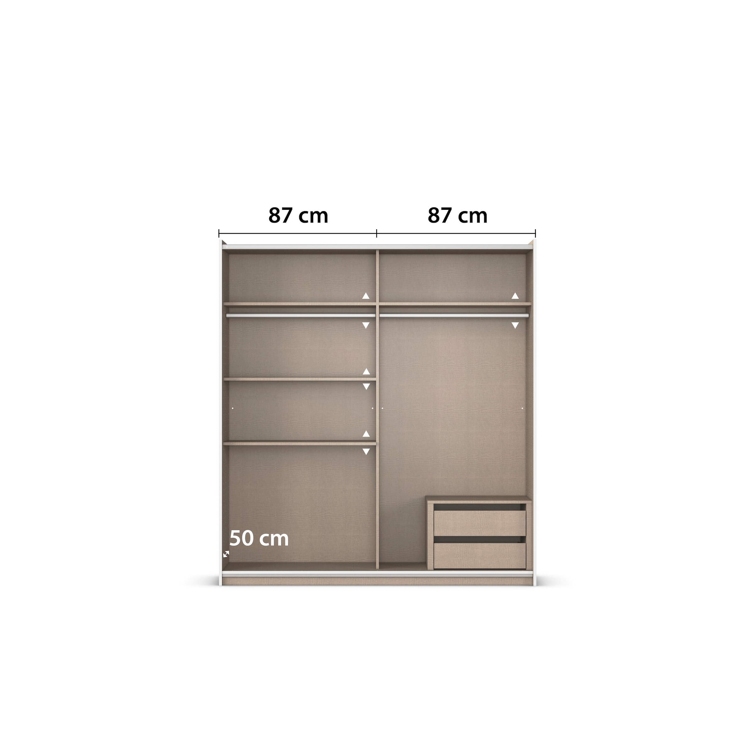 rauch Schwebetürenschrank »Kleiderschrank Schrank Garderobe SATURN mit 3 Ausstattungsvarianten«, 3 verschiedene Ausstattungsvarianten Griffe aus Metall MADE IN GERMANY