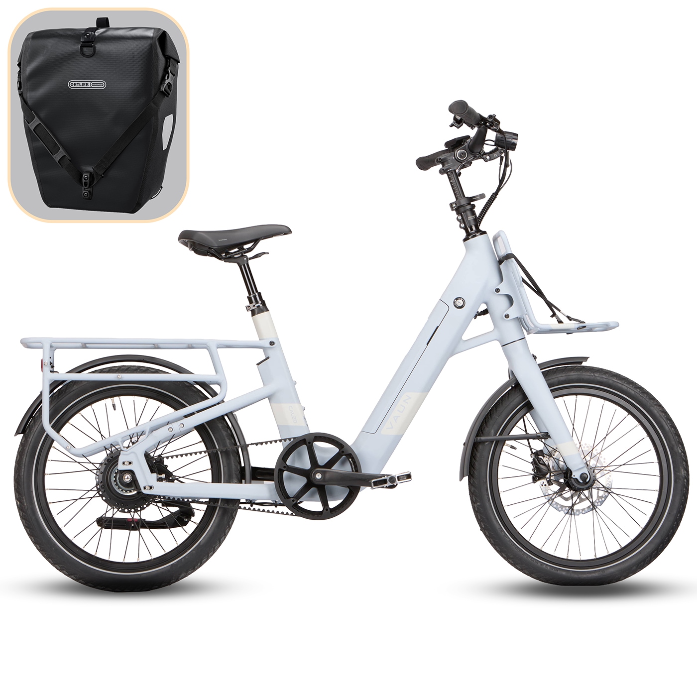 Vaun "VAUN Compact New Gen-Cityrad mit Ortlieb Tasche" Heckmotor 250 W Elektrofahrrad für Alltag und Einkauf