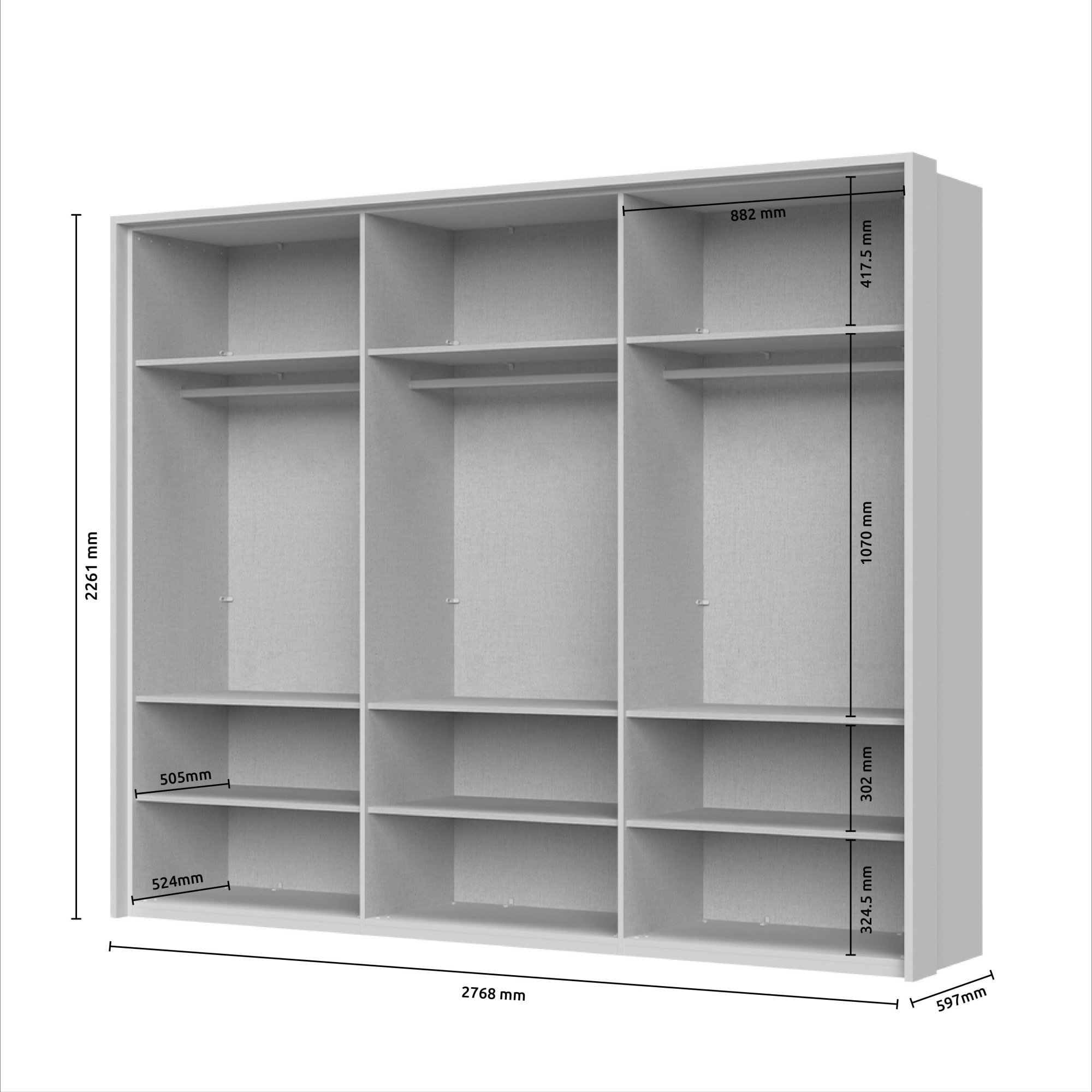 Places of Style Drehtürenschrank »Opera Parsol-Glastüren, LED-Glasbodenbeleuchtung, mit und ohne Kranz«, Glastüren, UV-Lack, LED-Innenbeleuchtung, Soft-Close-Funktion
