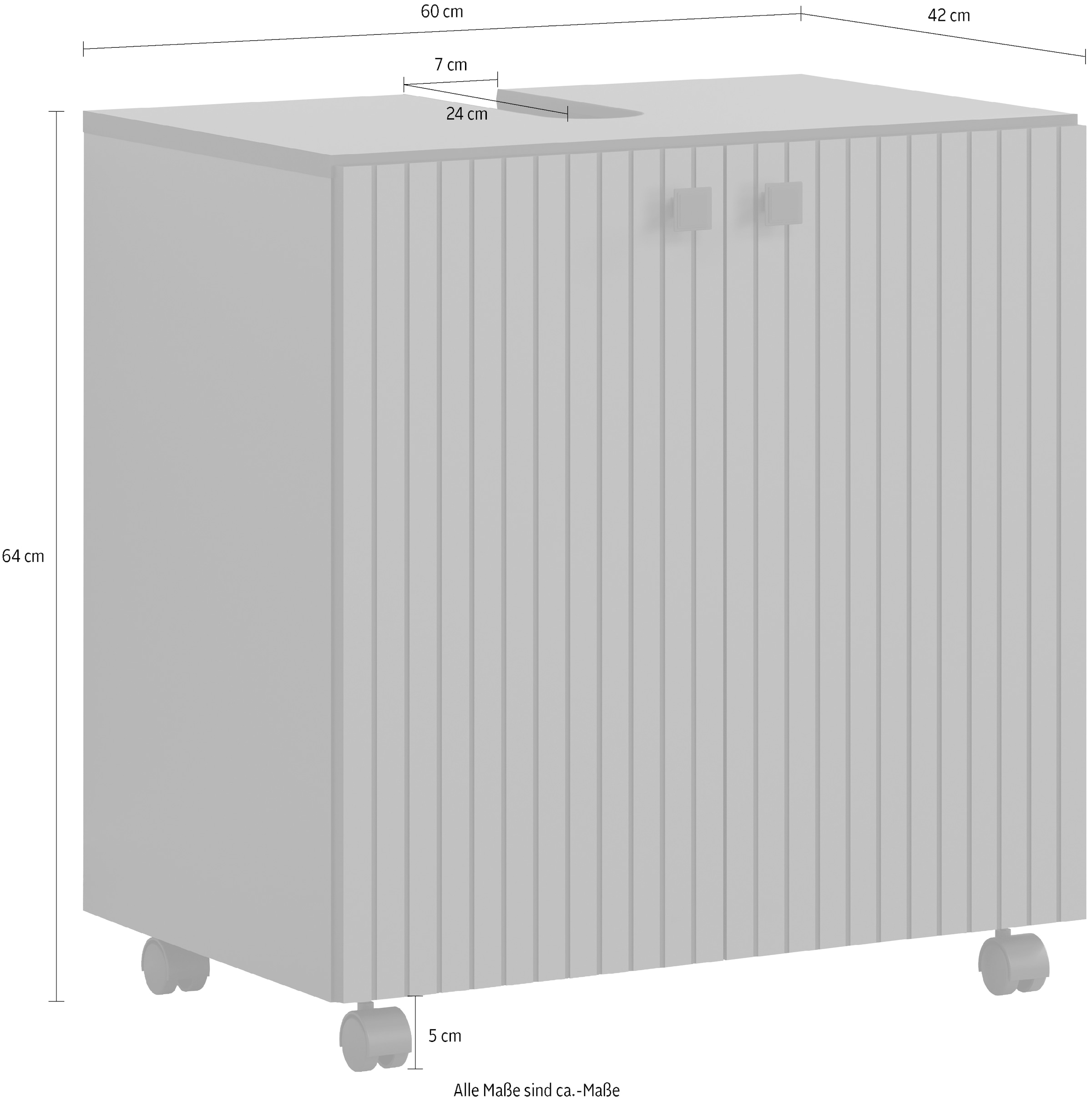 welltime Waschbeckenunterschrank »Amrum«, (1 St.), BxHxT 60 x 64 x 42cm Waschbeckenunterschrank Eiche Rillenoptik